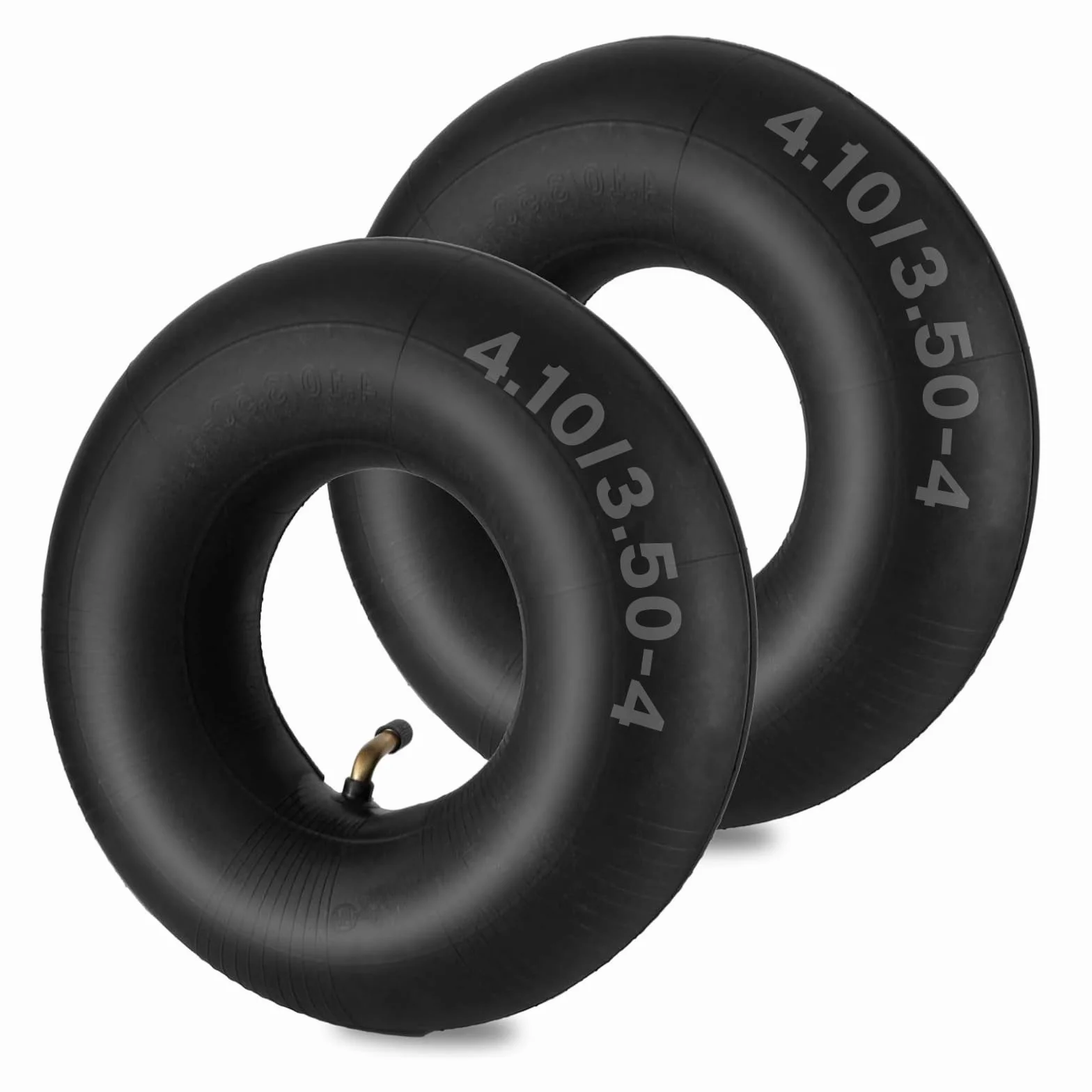 4.10/3.50-4" Camere d'aria, 2 Pezzi Heavy Duty 4.10 3.50-4/410/350-4 con Staffa Valvola Curva per Carrelli, Tagliatulle, Trasportatori Manuali, Carrelli 4", Trattori, Golf Cart