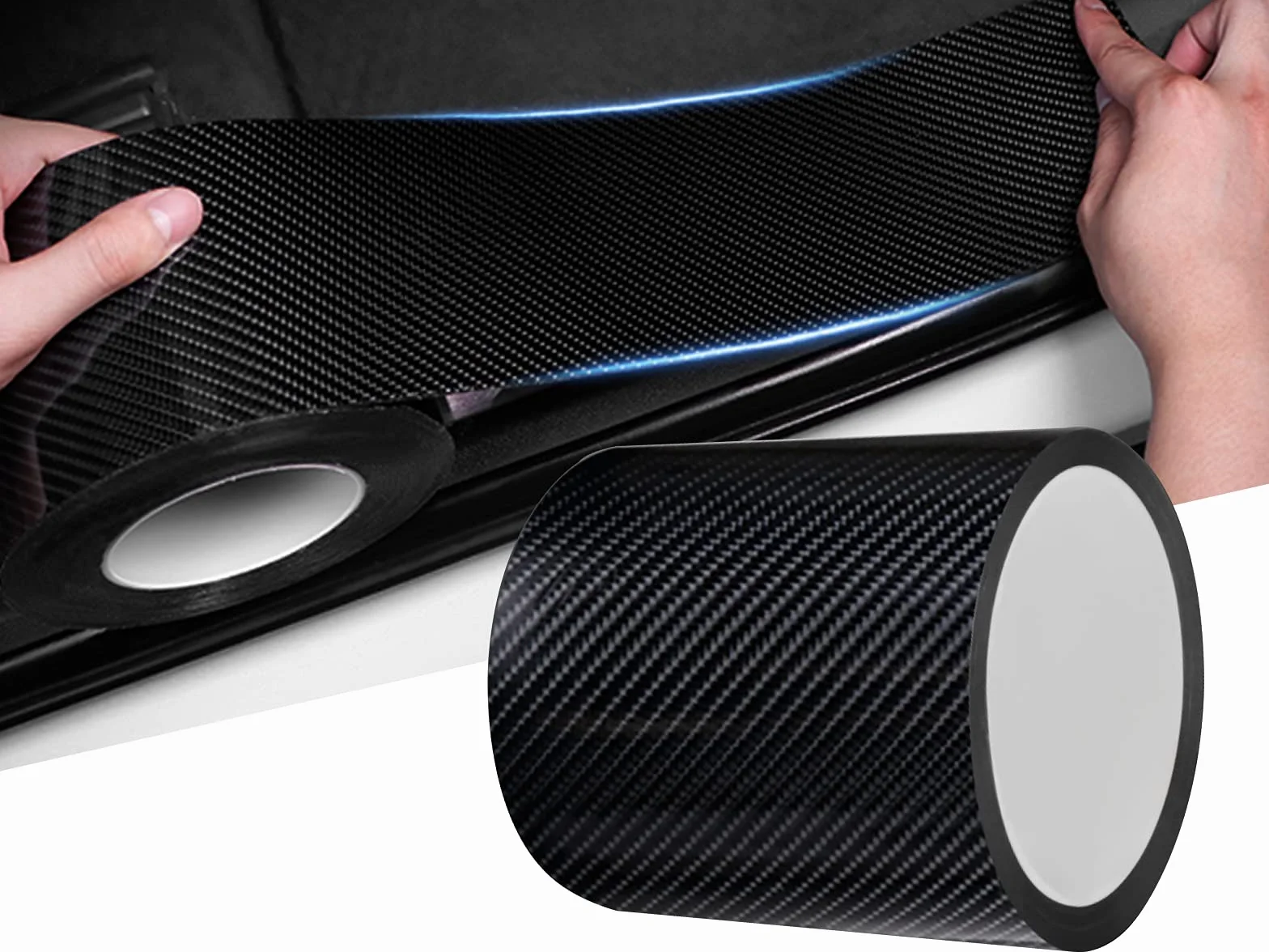 5D Fibra Di Carbonio Rivestimento Adesivo Car Sticker Auto 10cmX10m, Protezioni Per Davanzali Per Porte Auto In Fibra Di Carbonio Universali Autoadesive Per Auto Protettive (Fibra di carbonio nera)