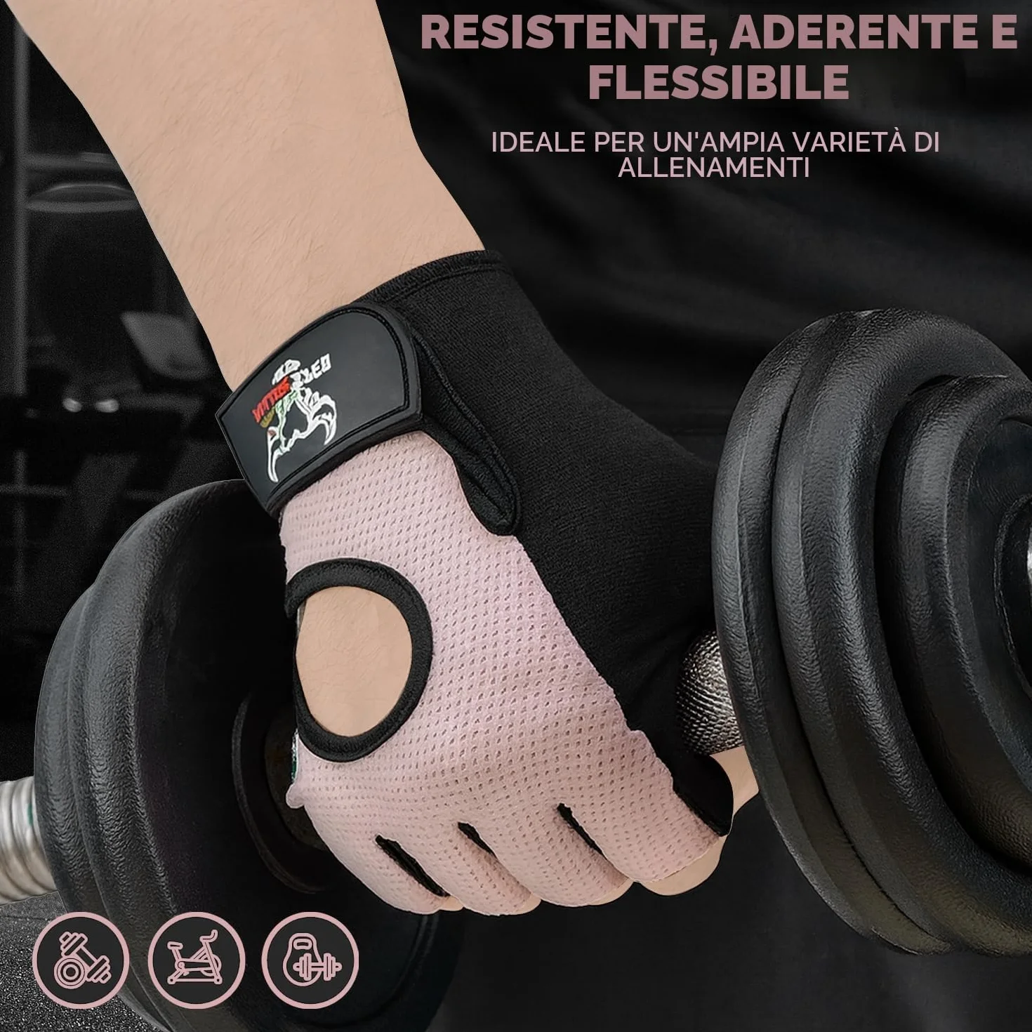 BEAST RAGE Guanti da palestra palmo imbottito in silicone antiscivolo traspiranti