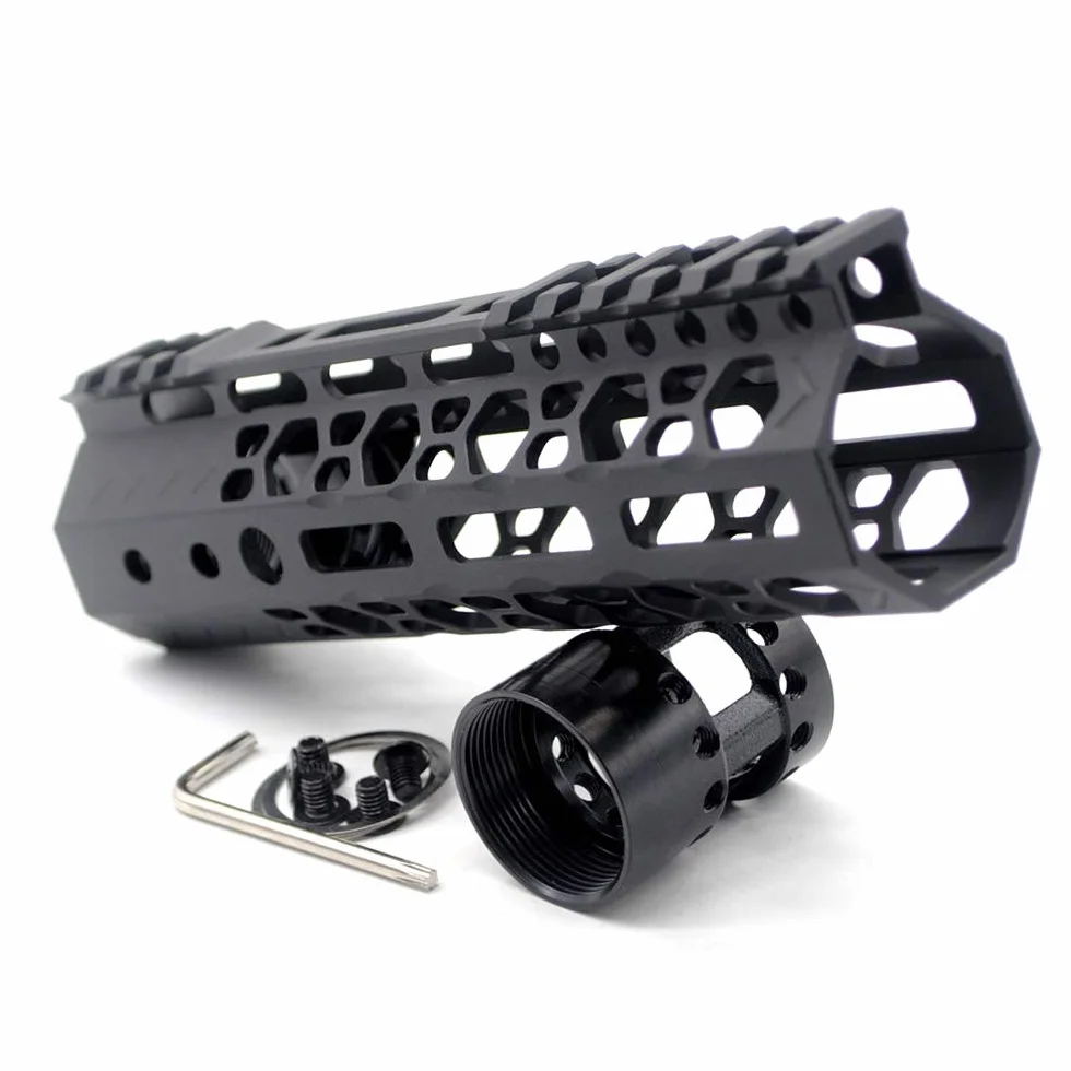 Trirock NSR Style Black 7 Inch M-LK Free Float AR15 Handguard Fits .223/5.56 Rifles Steel Barrel Nut