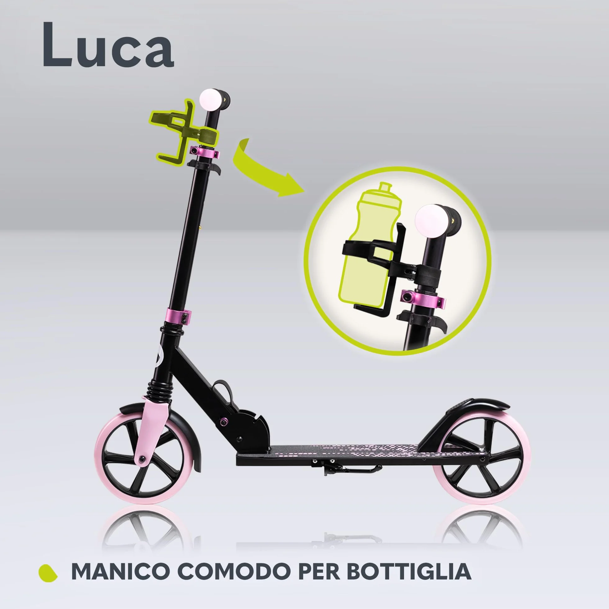 Lionelo LUCA Monopattino pieghevole Regolabile leggero Ruote Ammortizzatori ShockResist Freno posteriore Cinghia trasporto