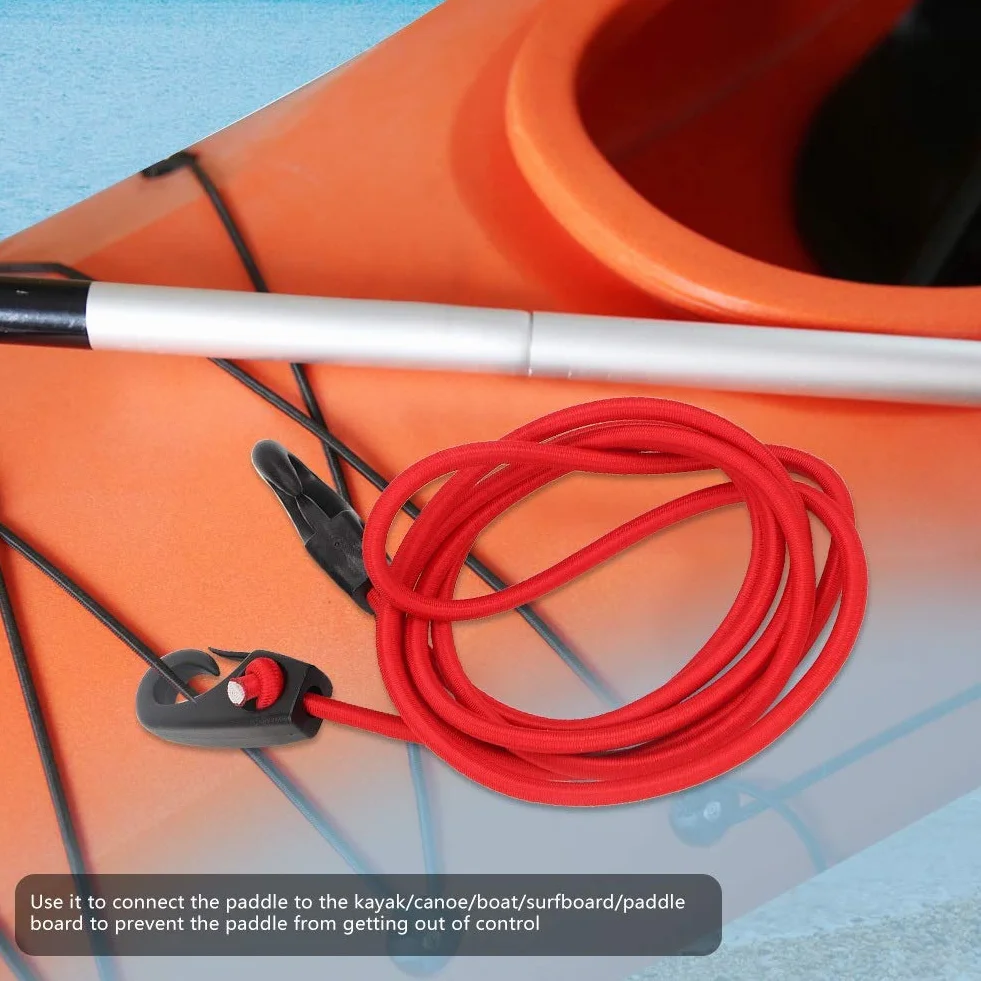 MAGT Elastico Sup Moschettone Barca Kayak Canoa SUP Paddle Guinzaglio Sicurezza Rod con Moschettone 189 cm Rosso
