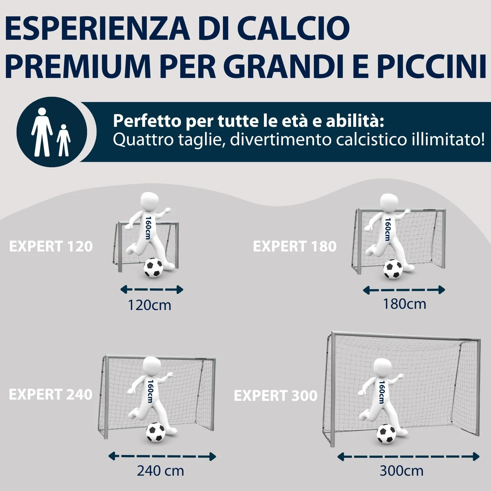 HUDORA Porta Calcio Expert calcio porta resistente all'acqua stabile rete fitta