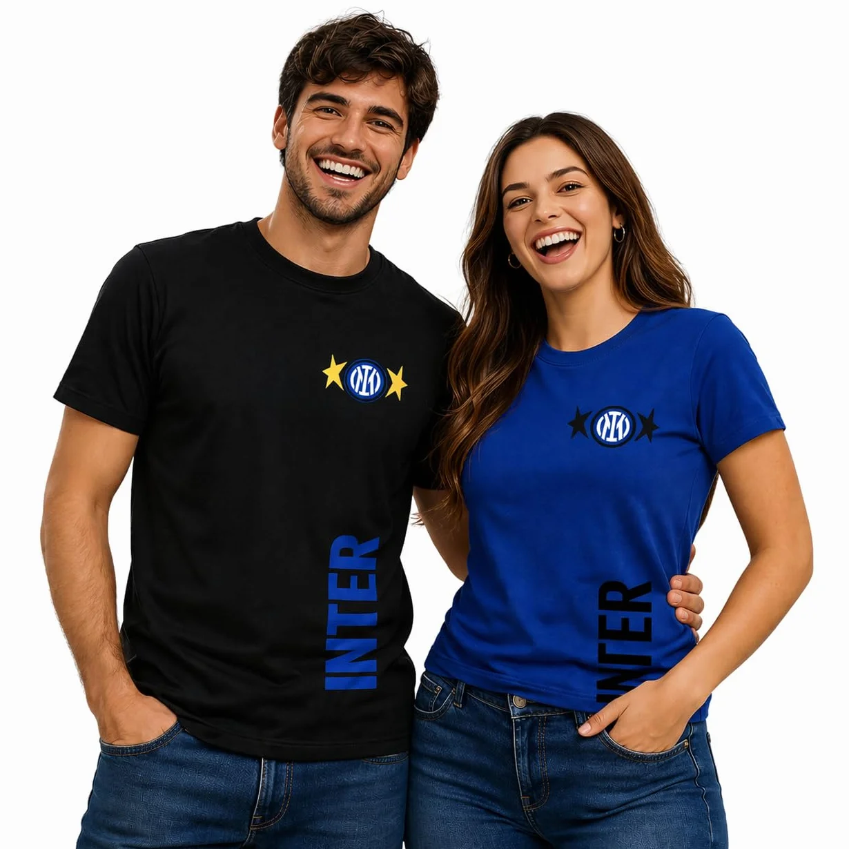 Inter Maglia Mezza Manica in Cotone t-Shirt seconda Stella