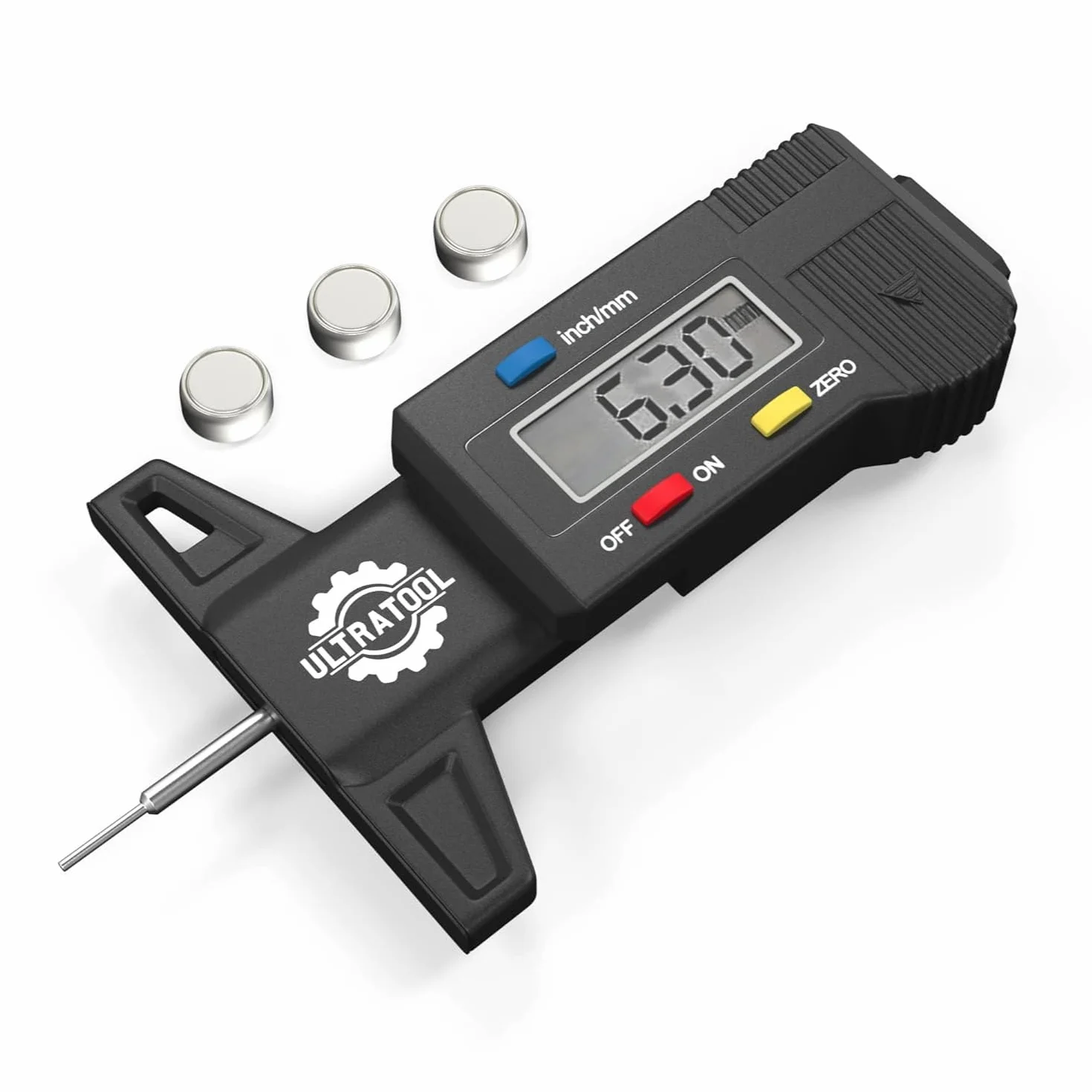 Royaltec, misuratore pneumatico digitale, con schermo LCD, gamma da 0 a 25,4 mm. Misurartore battistrada, pneumatico, tester per automobili, furgoni, camion e moto (batterie incluse)