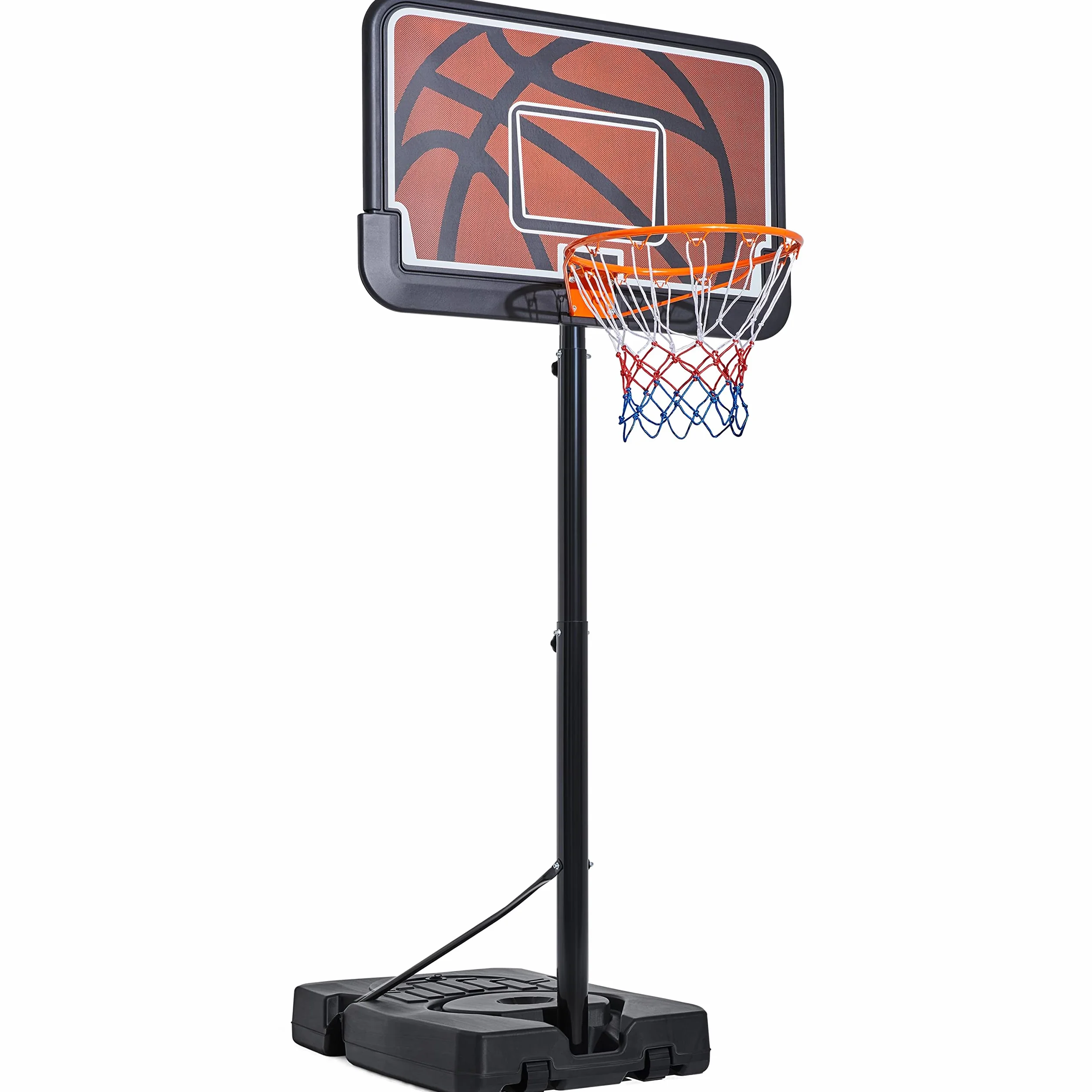 Yaheetech Canestro da Basket Regolabile 233-308 cm HDPE Metallo Interno Esterno Nero Arancione