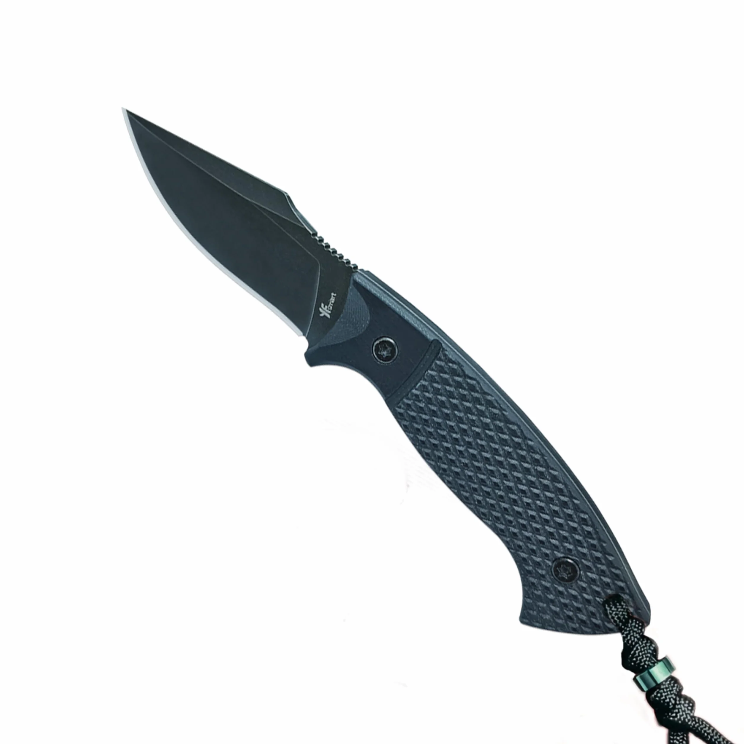 Coltello piccolo con lama fissa: coltello EDC compatto con lama arpione lunga 7,2 cm, manico G-10 testurizzato, ontano continuo, finitura stonewash scuro, fodero stampato a iniezione e Gü