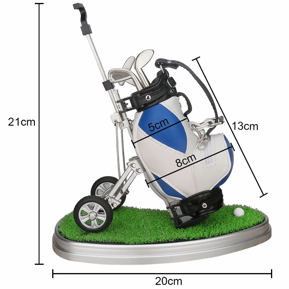 Porta Penne da Golf 3 Pezzi - Set Desk Decor - Regali Souvenir Uomini - Blu Bianco