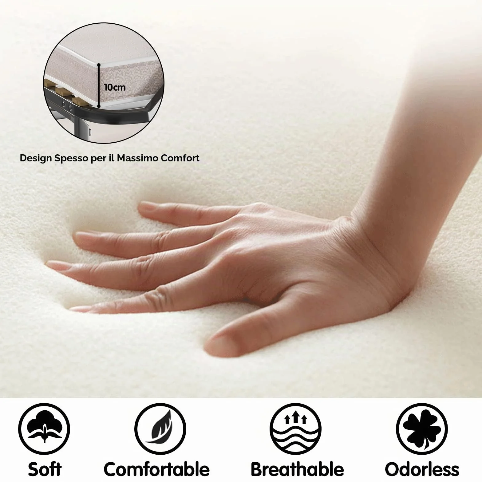 GIANTEX Letto Singolo Pieghevole 90 x 200 cm Portata 120 kg con Ruote Materasso 10 cm