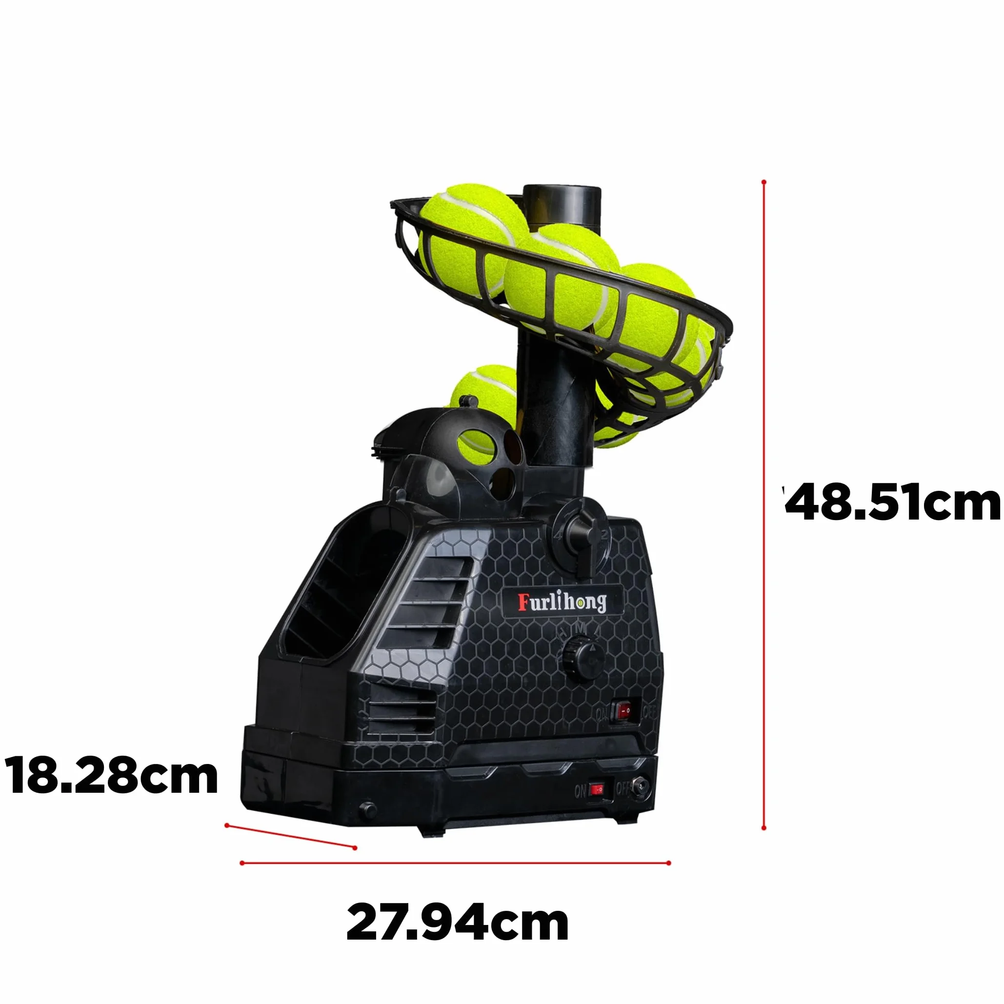 Furlihong Macchina da tennis 680BH, angolo di lancio regolabile, oscillazione automatica, batteria o AC 6V