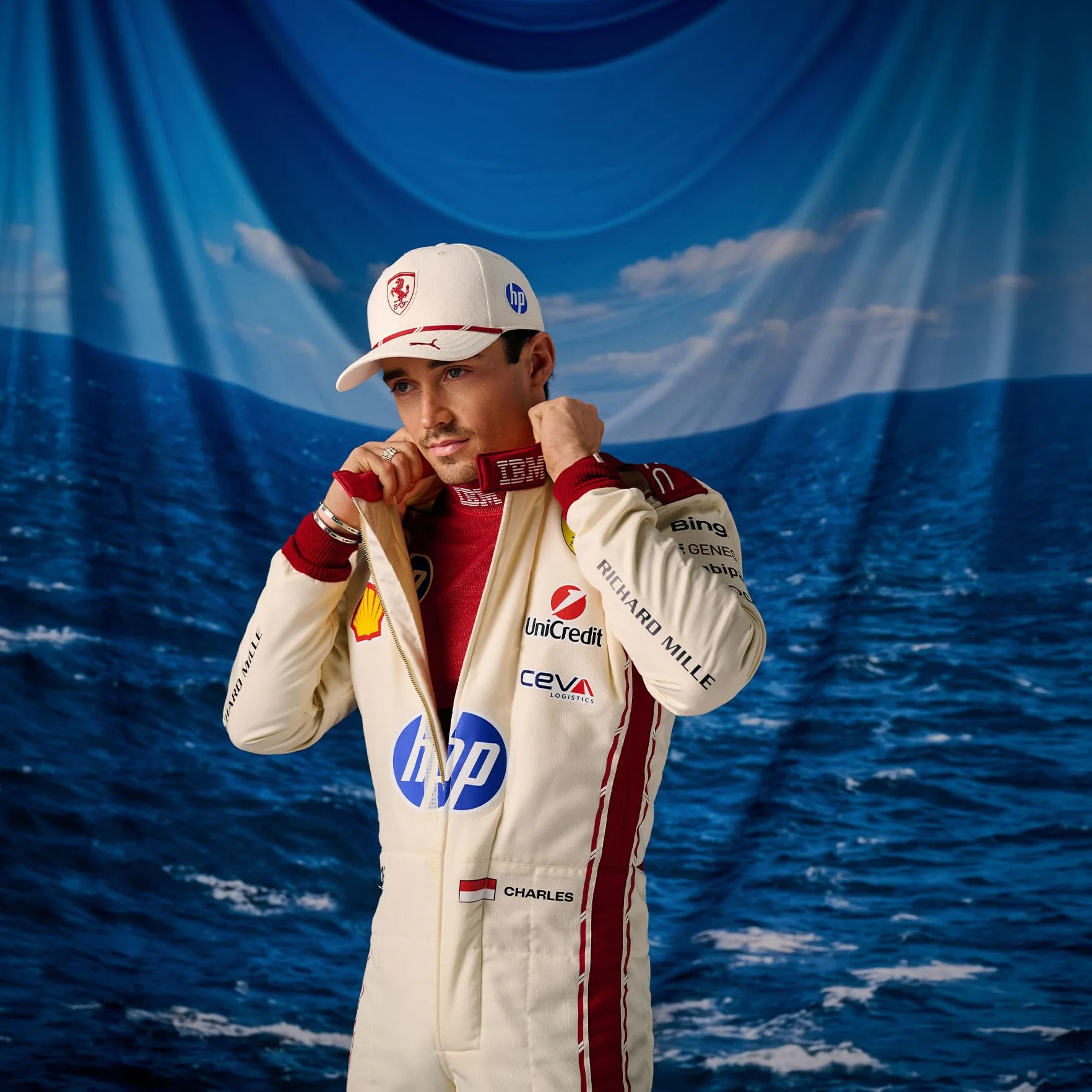 PUMA Scuderia Ferrari F1 Cappellino Special Edition Monaco GP 2026 Charles Leclerc off White