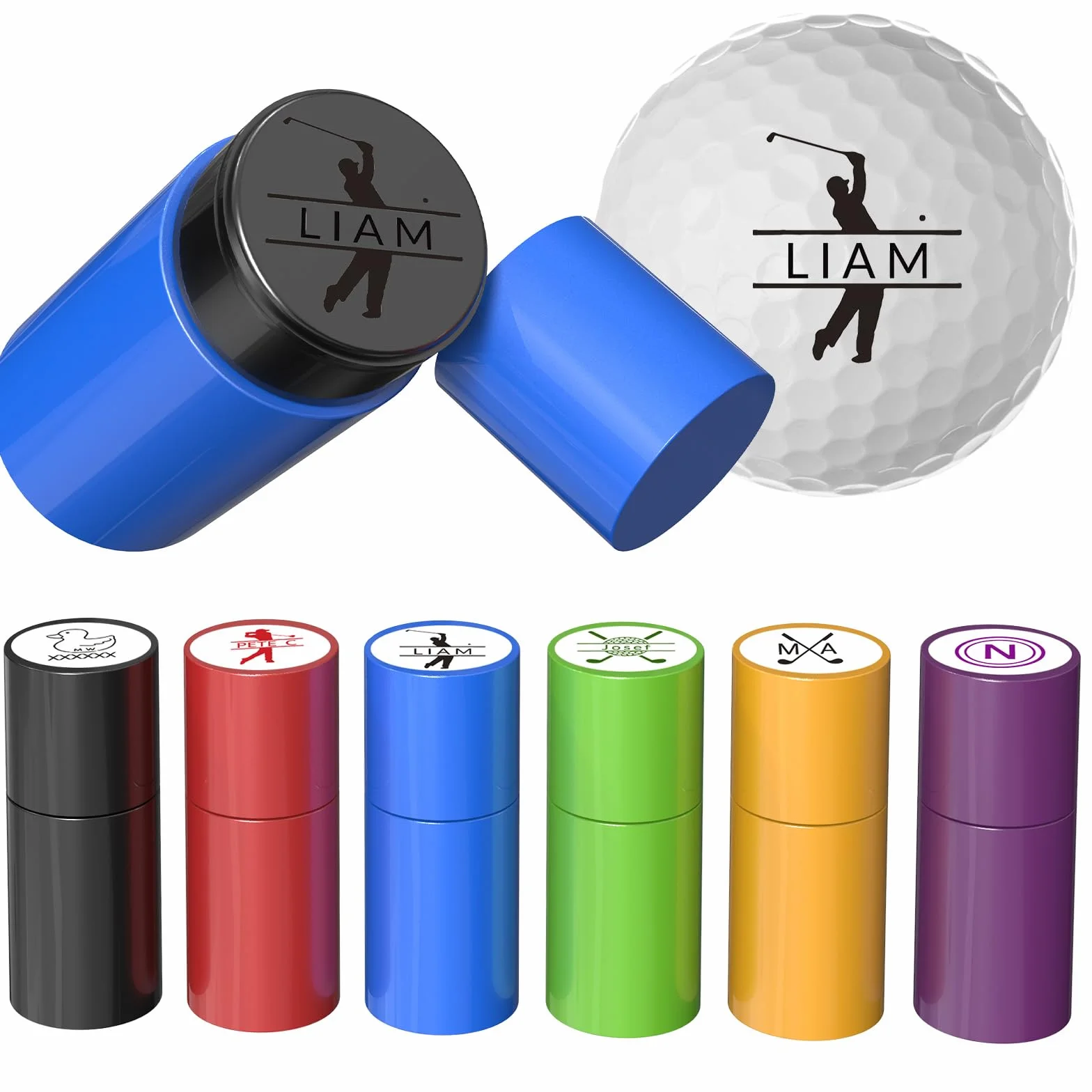 Timbro personalizzato autoinchiostrante per pallina da golf con monogramma