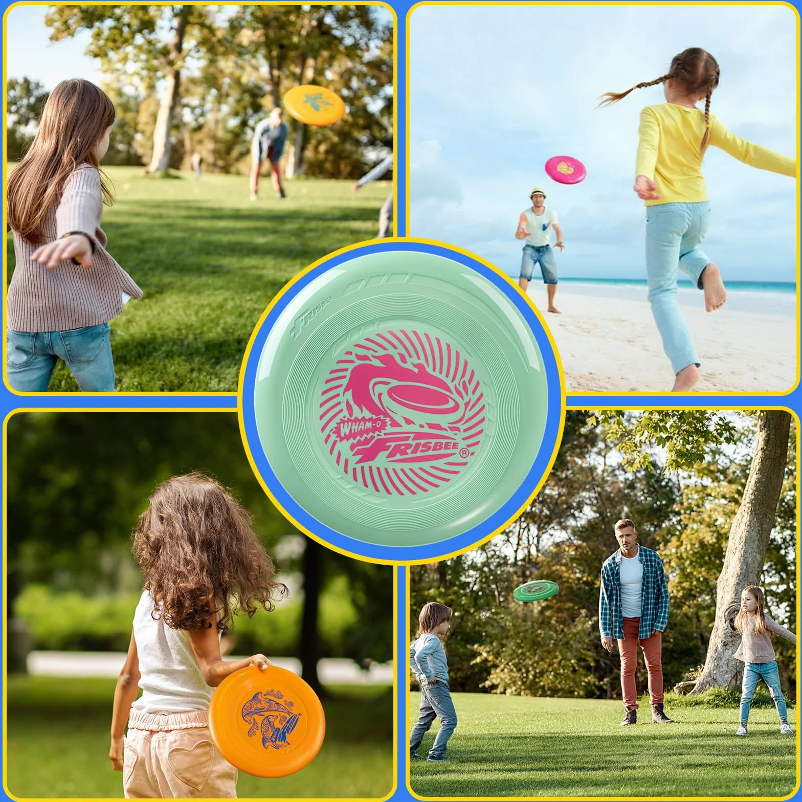 Wham-O Frisbee 2 Pack Dischi Volanti 22.86 cm Leggeri Colorati per Principianti Bambini Ragazzi Ragazze 5+ Anni Gioco Esterno Spiaggia Parco Giardino 70g