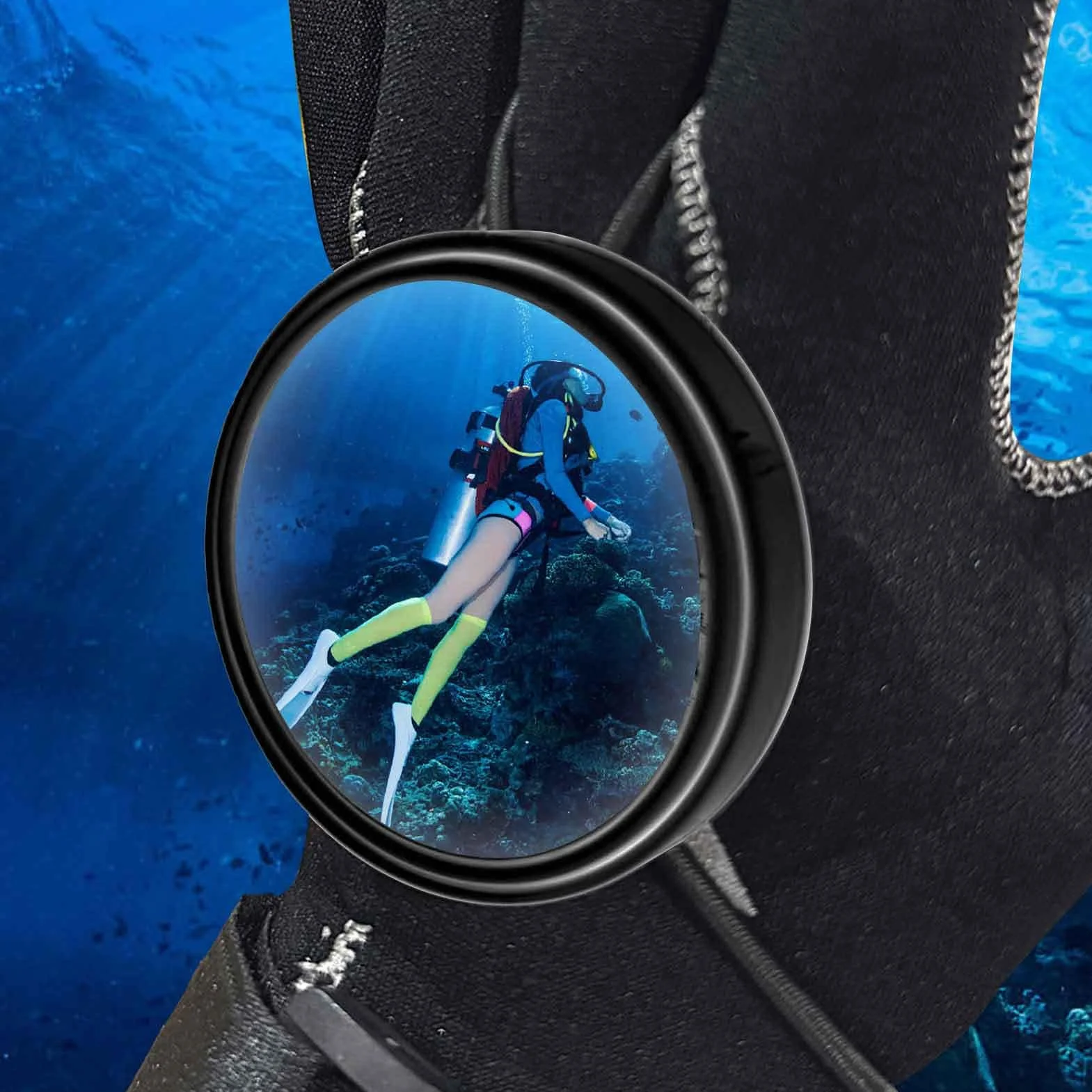 Specchietto Retrovisore Regolabile Subacqueo Rotondo Portatile per Immersioni Deriva e Grotte