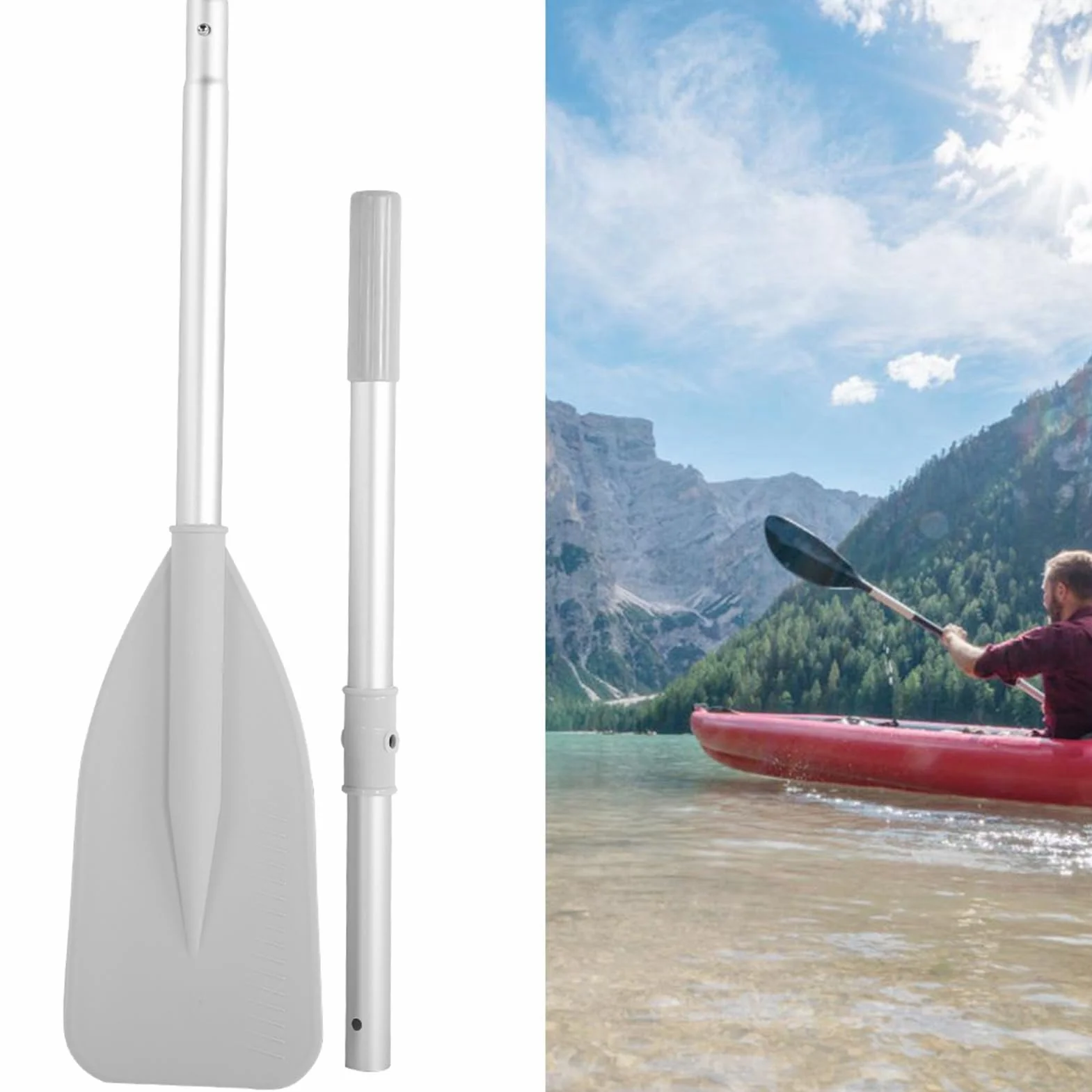 Remi per Barche in Alluminio 2 Pezzi Pagaia con Set di Aste Remi per Canoa Gommone