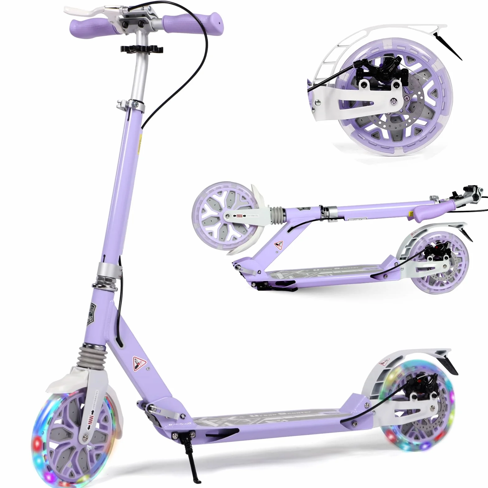 Monopattino pieghevole per bambini dagli 8 ai 12 anni, ruote grandi da 200 mm, per adulti con freni a disco, scooter per adulti con cinghia per il trasporto e regolabile in altezza, per adolescenti 11