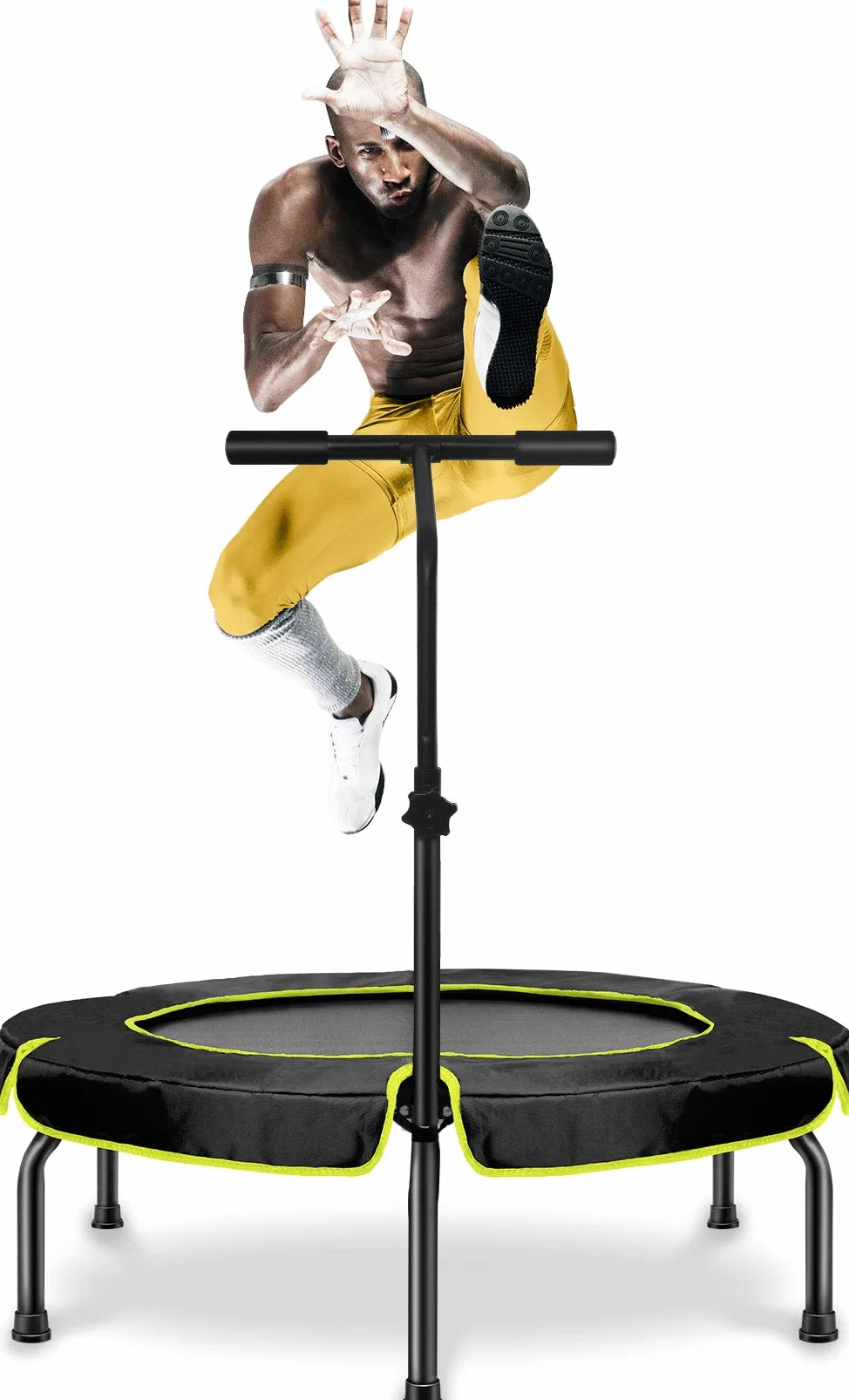 Happy Jump Trampolino Elastico Fitness,Ø101CM, Trampolino Pieghevole con Impugnatura,capacità di Carico 250lbs