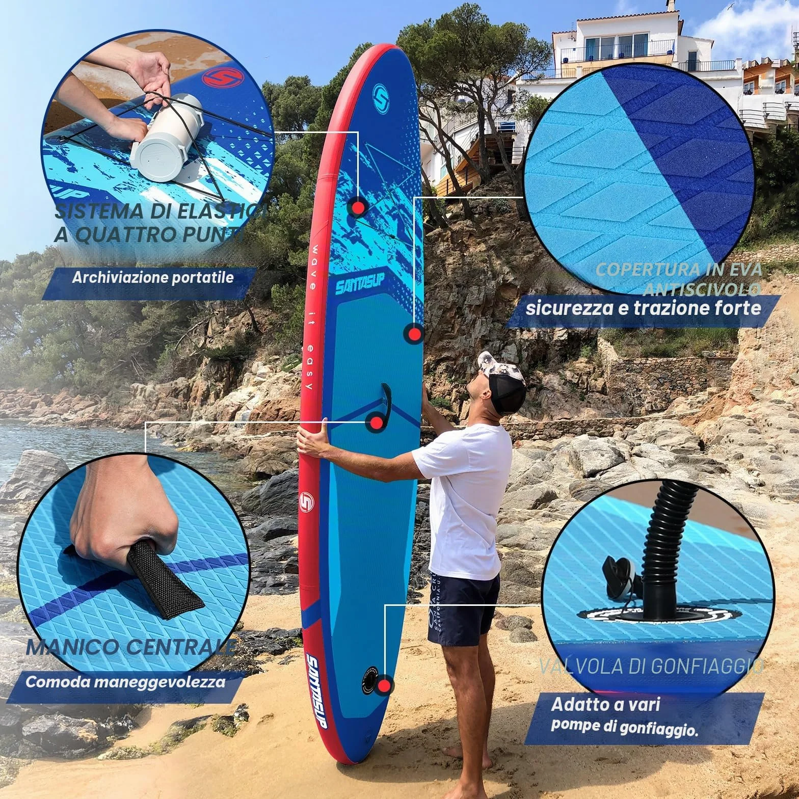 Paddle gonfiabile adulti 320 cm 15 cm spessore 150 kg Ocean10'6"