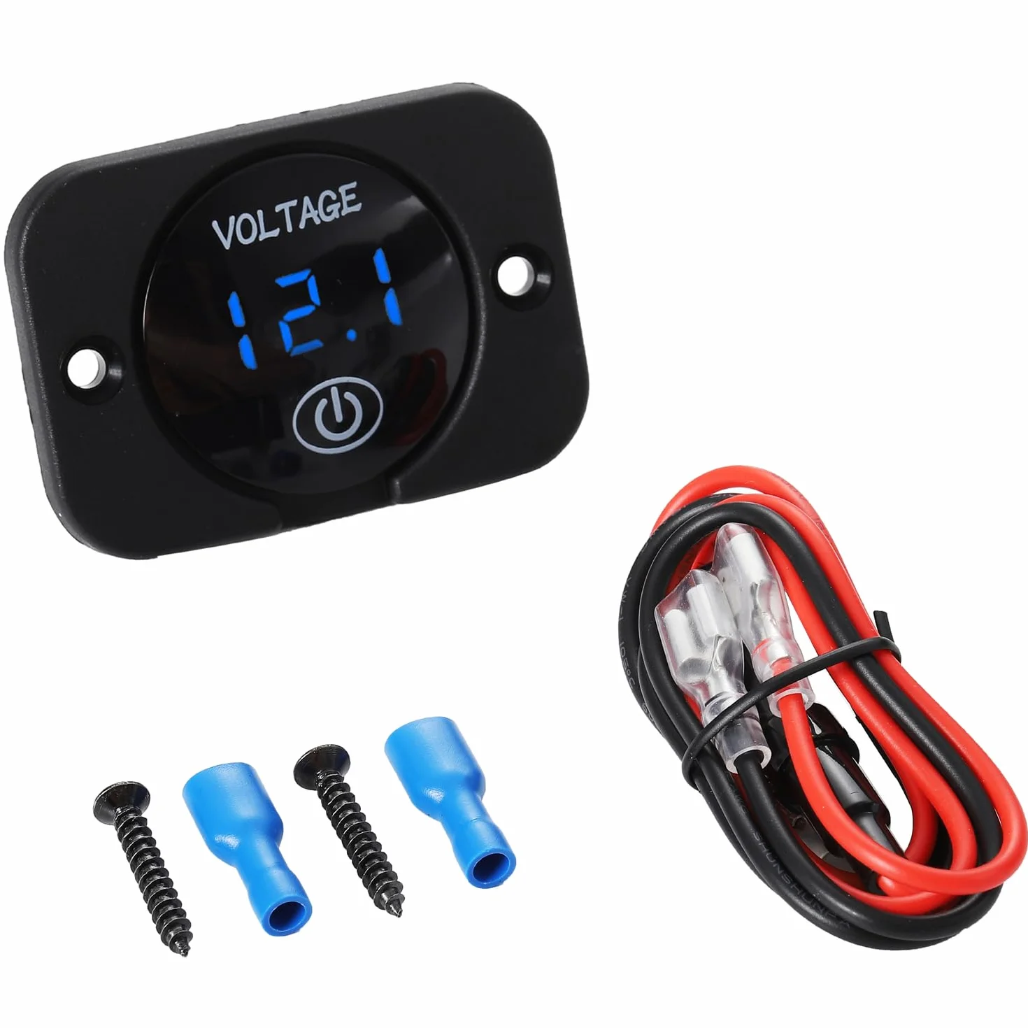 Greluma 1 Pezzo Voltmetro digitale LED DC 12 V/24 V, misuratore di tensione per montaggio a pannello impermeabile, tester batteria per auto, barca, moto, camion, camper, ATV, UTV