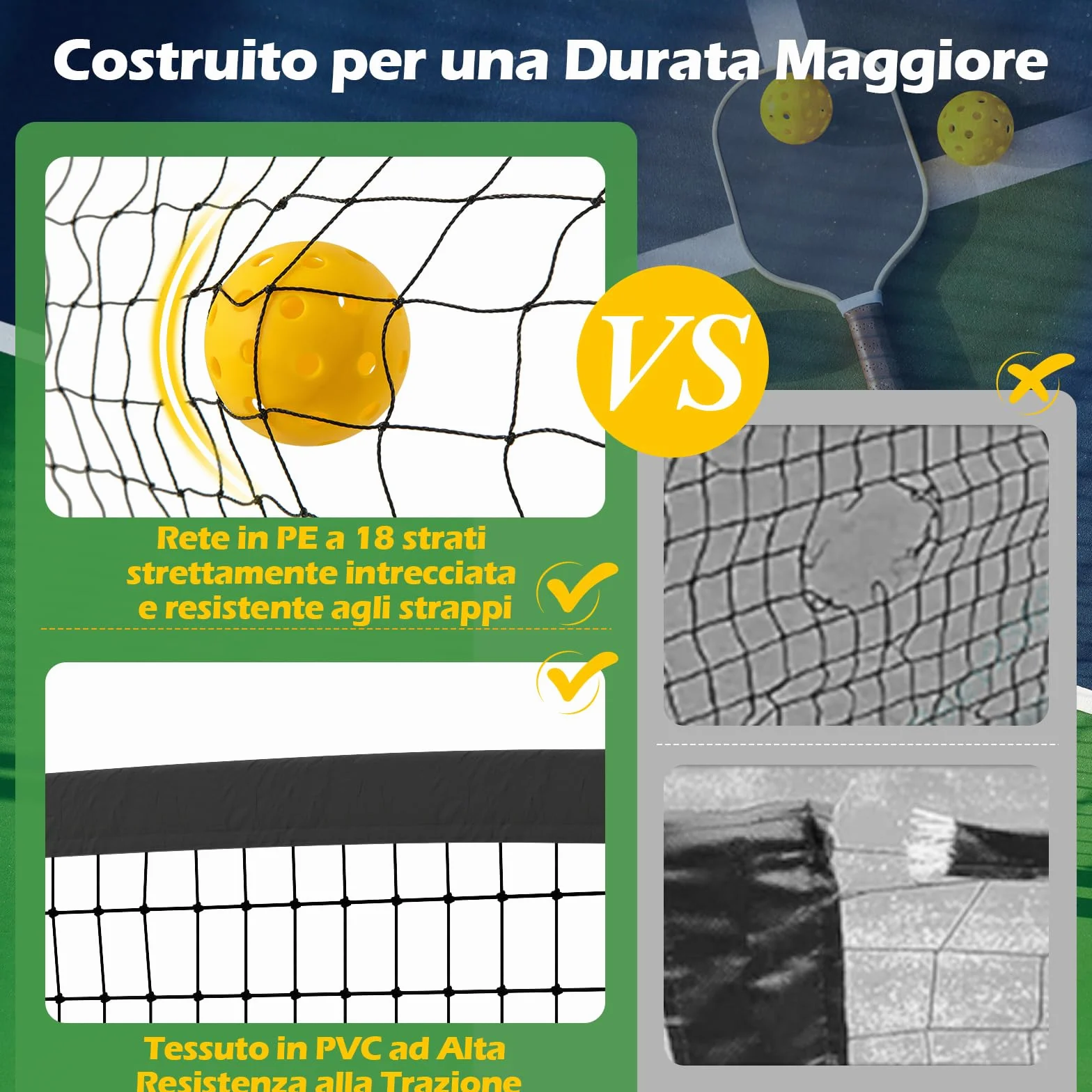 COSTWAY Rete Pickleball Portatile 6,7 m con Ruote, Telaio in Metallo e Borsa da Trasporto, per Badminton e Allenamento Multifunzionale