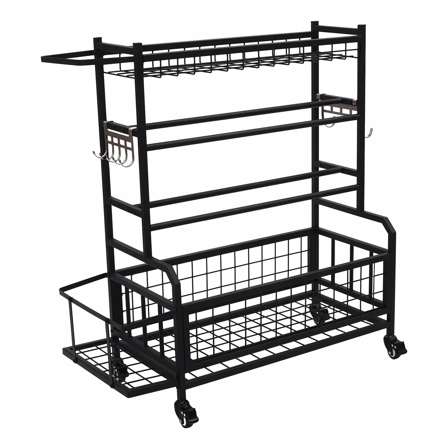Rack fitness con ruote, robusto e durevole, facile da spostare e fissare, forte capacità di trasporto, adatto per palestra, yoga, aula, sala attività, centro commerciale