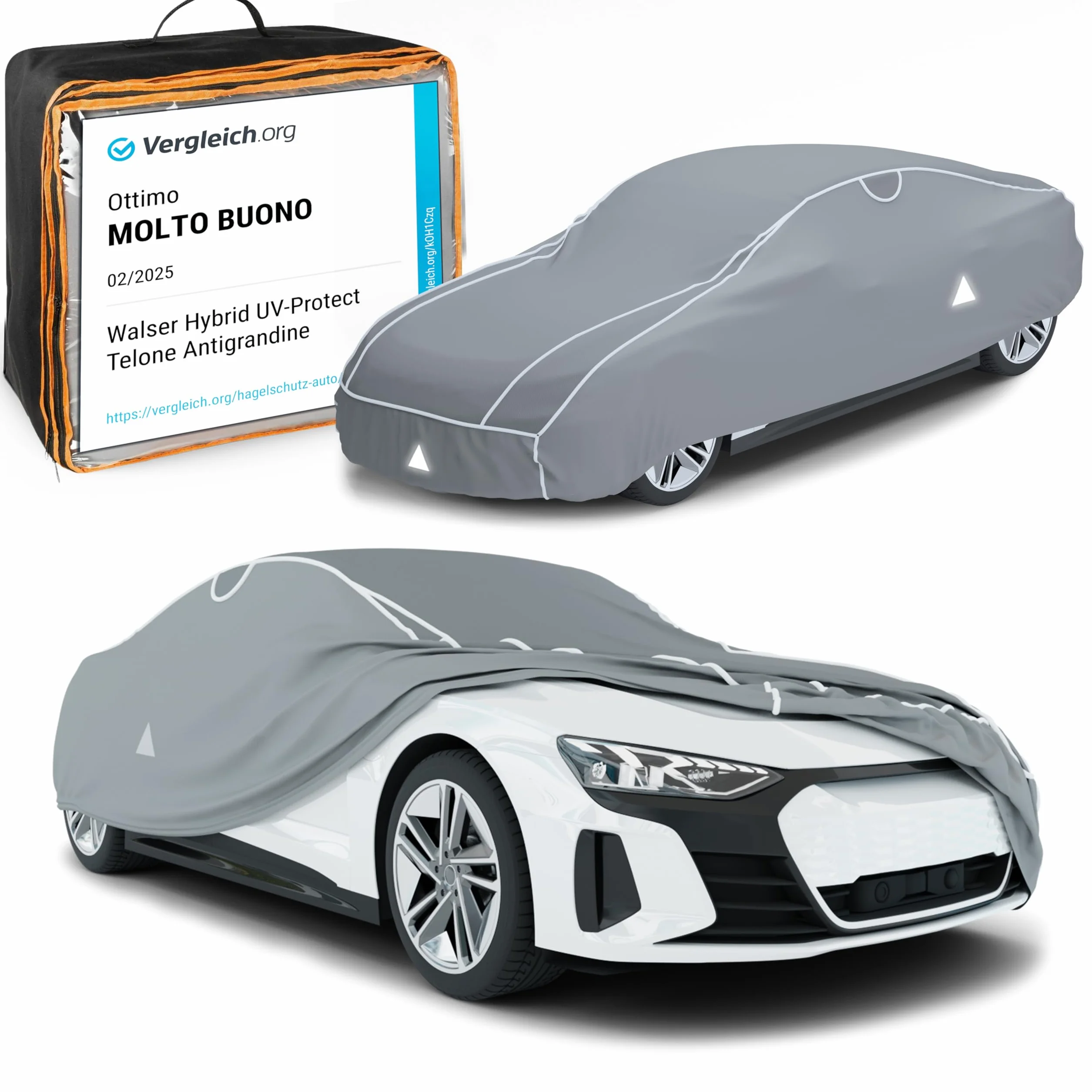 WALSER Premium telo antigrandine per auto Hybrid UV Protect, prodotto Molto Buono* telo copriauto impermeabile e traspirante, certificato dal TÜV Austria* copertura per auto antigrandine Misura 3