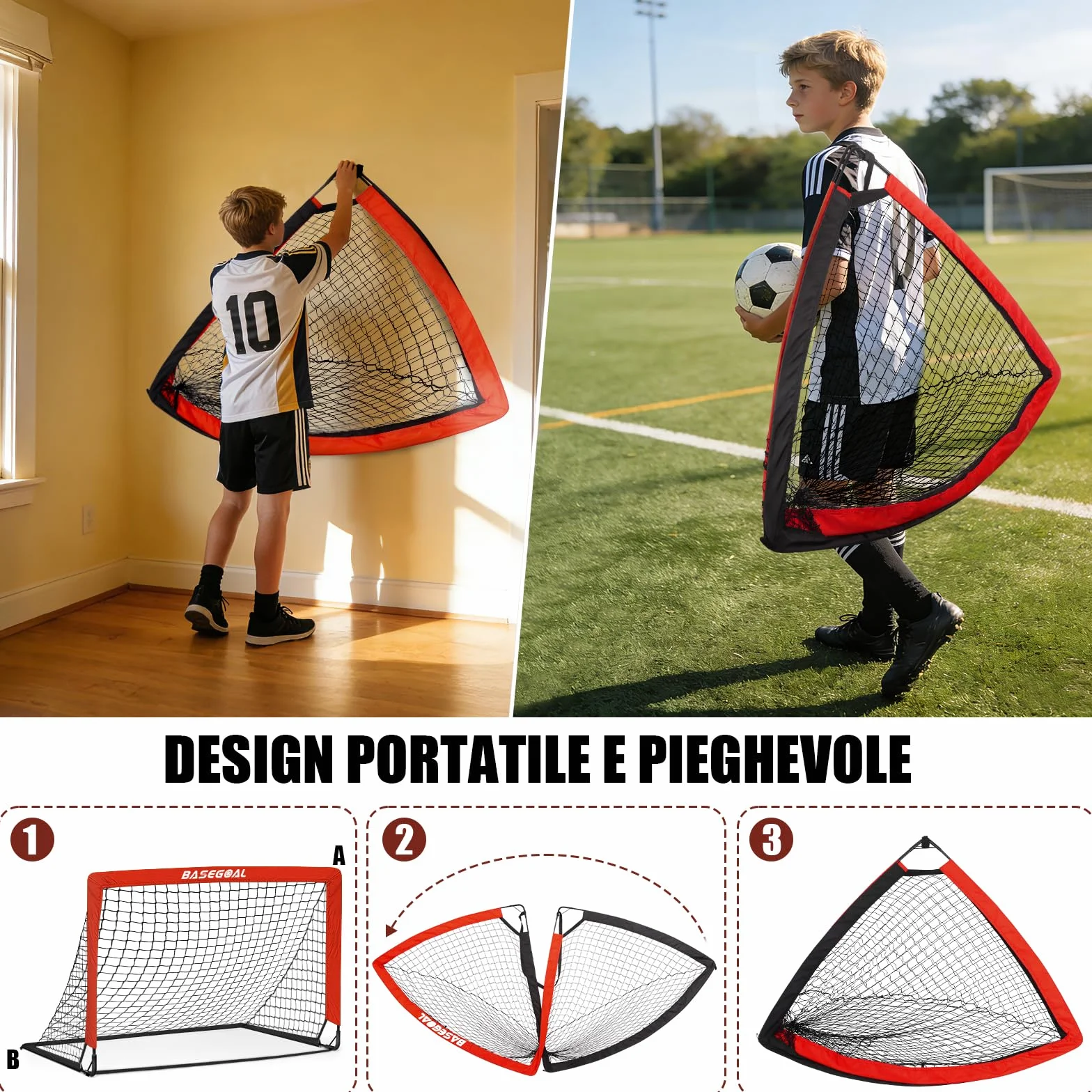 Porta da Calcio 150x120cm con Aste in Fibra di Vetro e Reti per Giardino