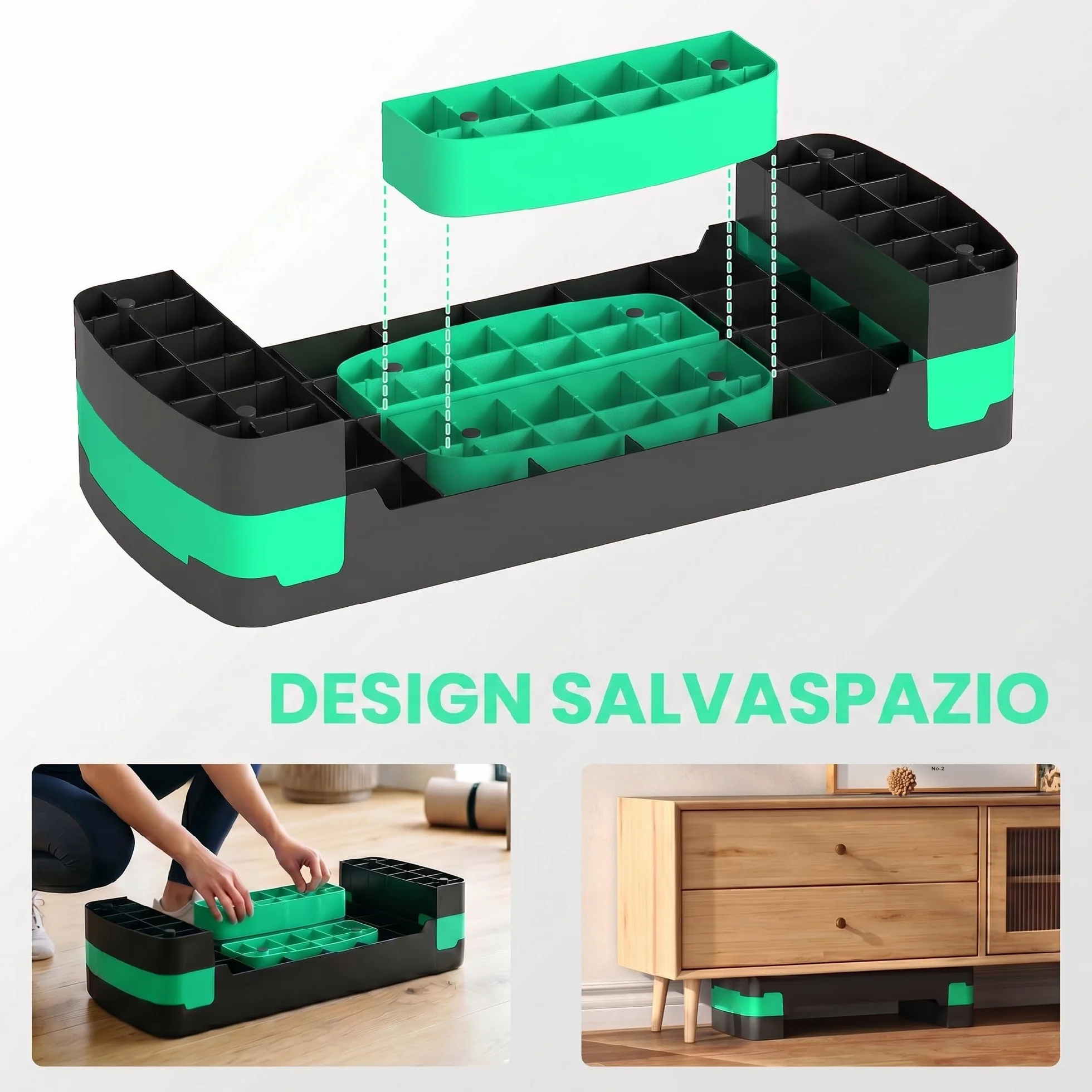 SPORTNOW Stepper Aerobico Regolabile, Step Palestra Altezza 10/15/20cm, Fitness Casa Cardio e Forza, Verde