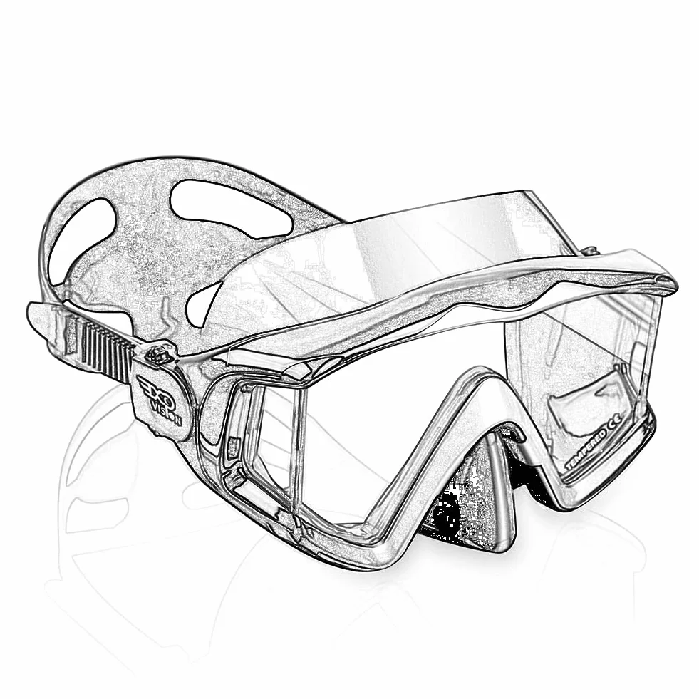 Maschera subacquea Pano 3 adulti vetro temperato antiappannamento copertura nasale snorkeling nuoto