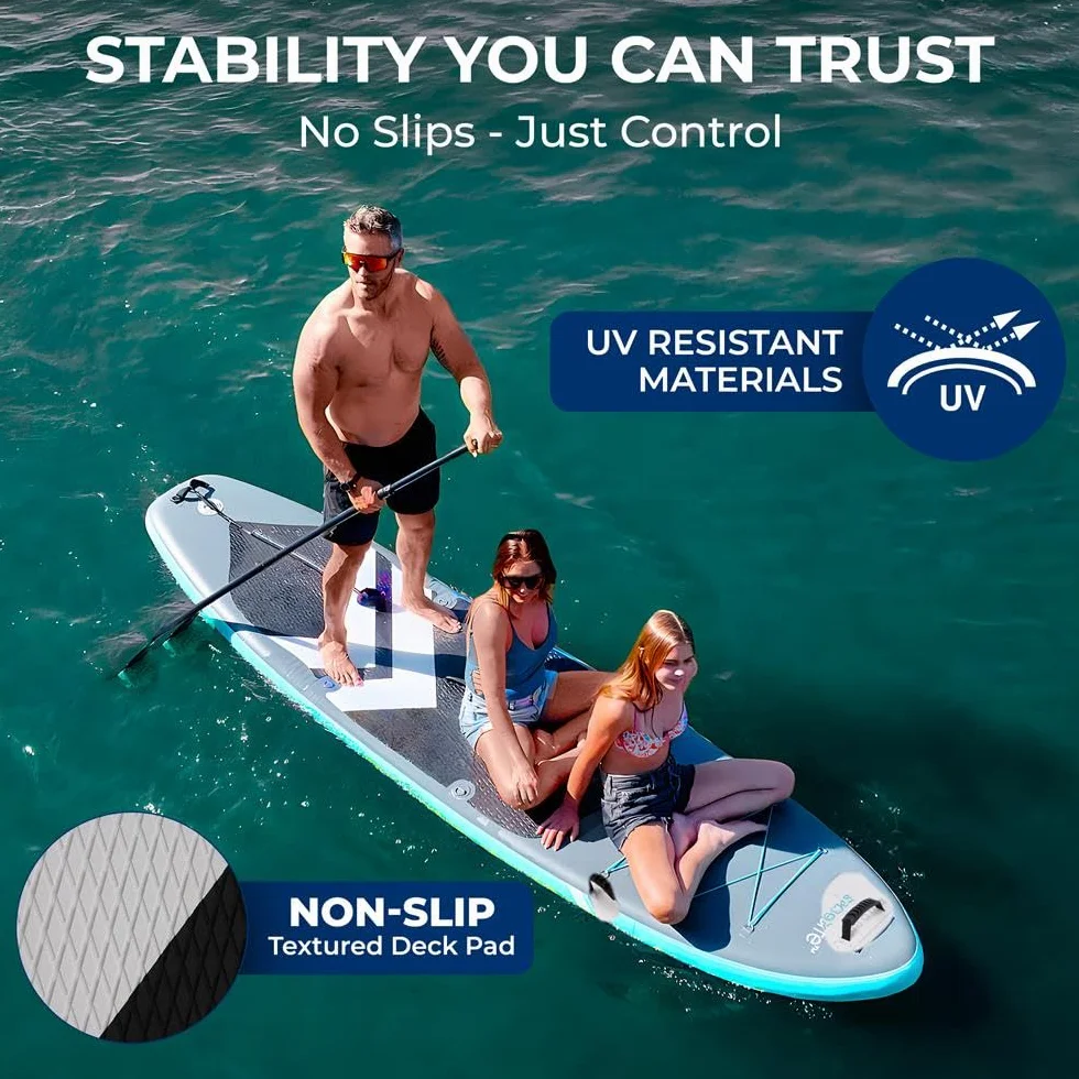 SereneLife SUP Gonfiabile XL, Tavola Sup Extra Larga per Adulti, Stand Up Paddle Board per Bambini e Animali, Deck Antiscivolo, Design Stabile e Leggero, Accessori Premium, Capacità 200 kg