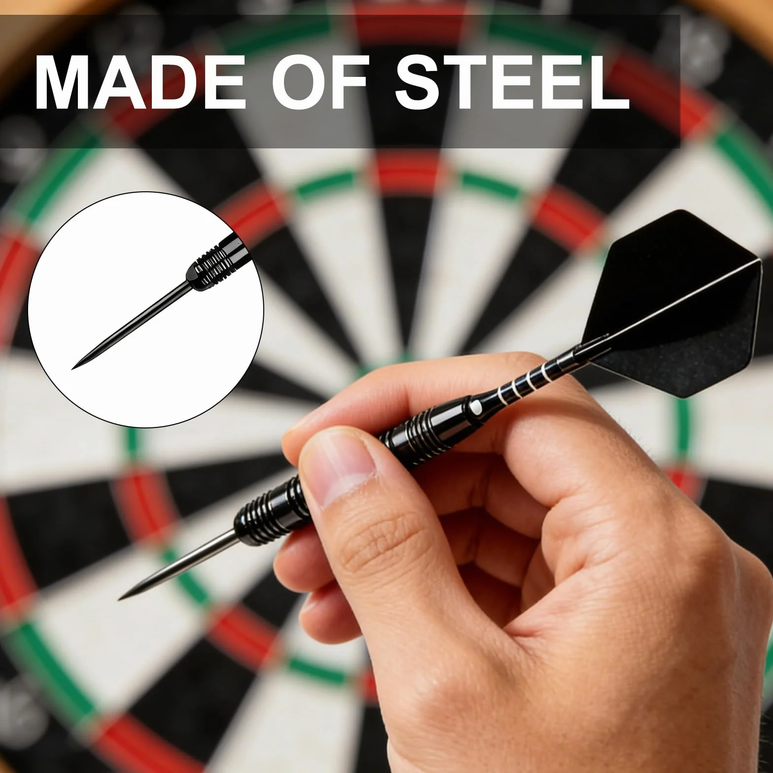 Set di 12 punte per freccette in acciaio 2BA con anelli ad O Steeldart