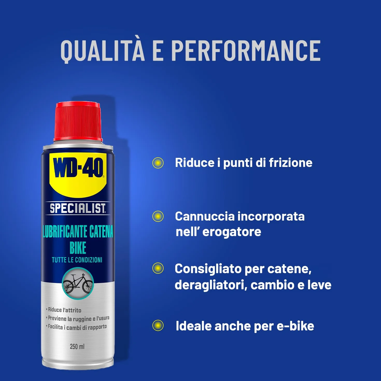 WD-40 Specialist Kit Manutenzione Catena Bici Sgrassante 500ml Lubrificante 250ml Spazzola 4 Lati