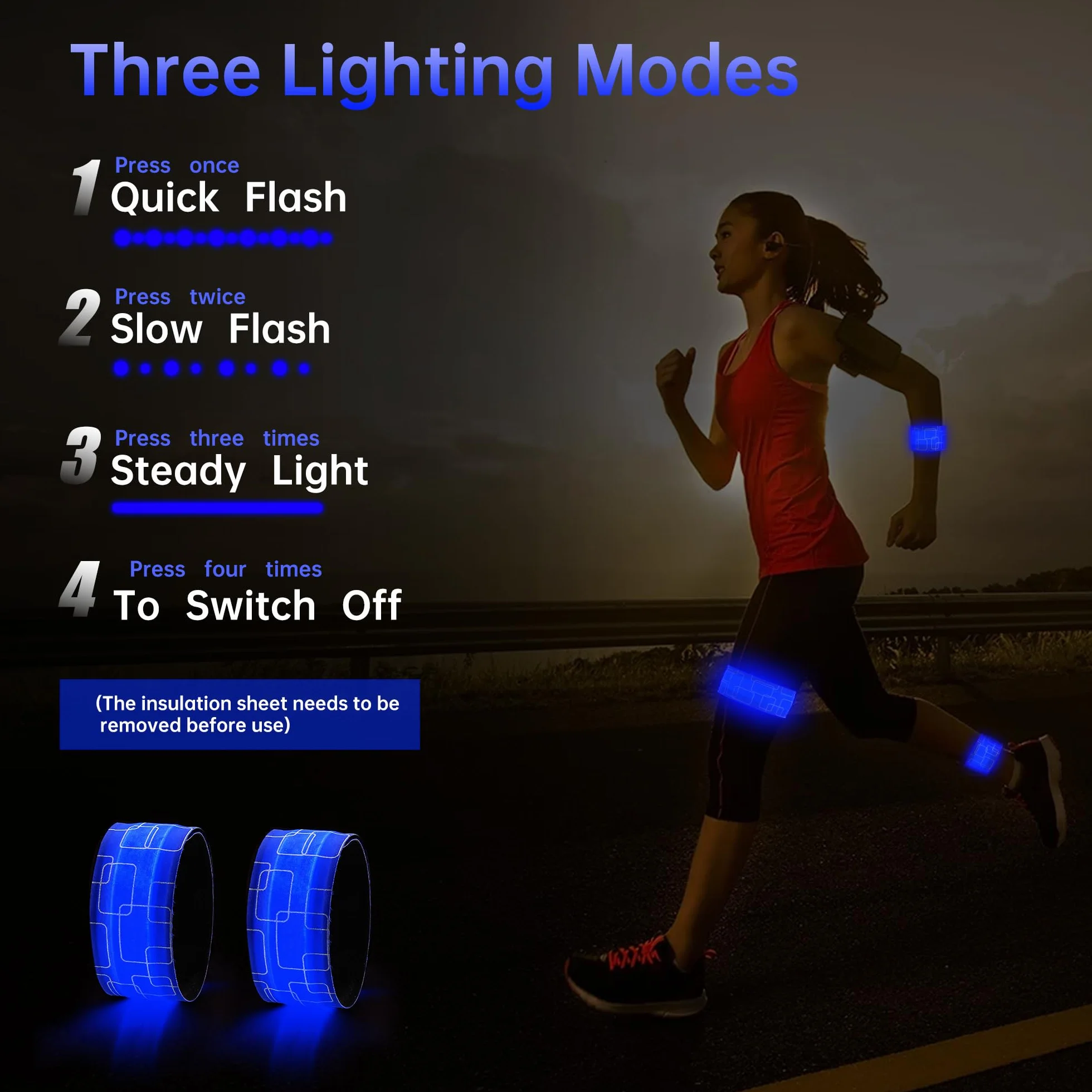 DazSpirit 4 LED Bracciale Braccialetto LED Alimentato a Batteria Fascia per Braccio di Sicurezza Notturna per Corsa