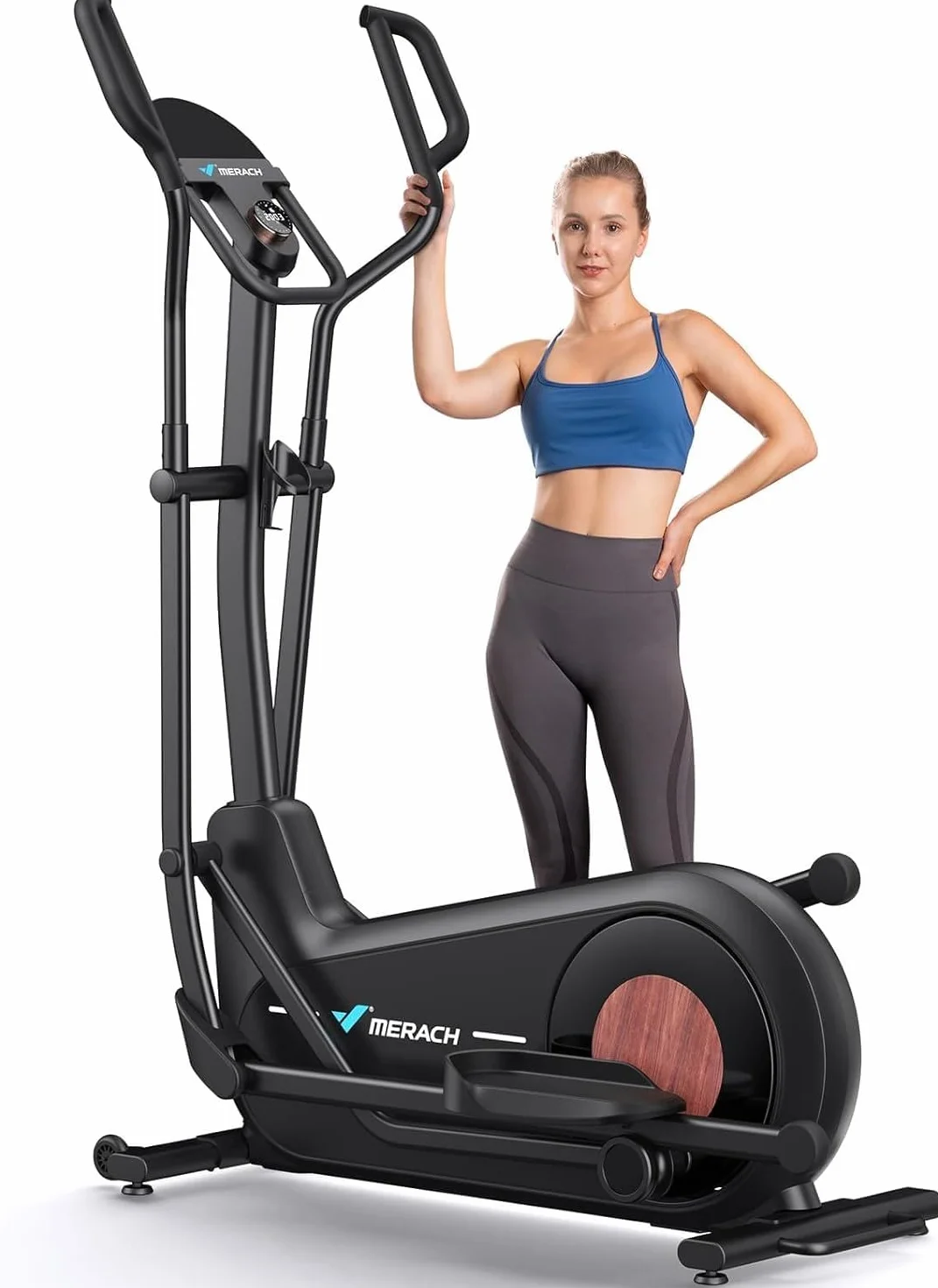 MERACH Cyclette Ellittica per Casa con Lunghezza Passo di 47cm, Ellittiche Ultra Silenzioso Resistenza Magnetica 8 Livelli, Allenamento di Resistenza Efficace, App Proprietaria, Carico Fino a 180kg