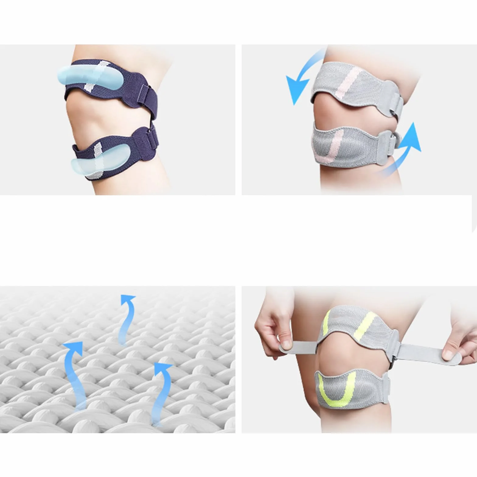 Stabilizzatori Ginocchio Doppie Compressione Cuscinetti Silicone Atletico Protezioni Cinghia Brace
