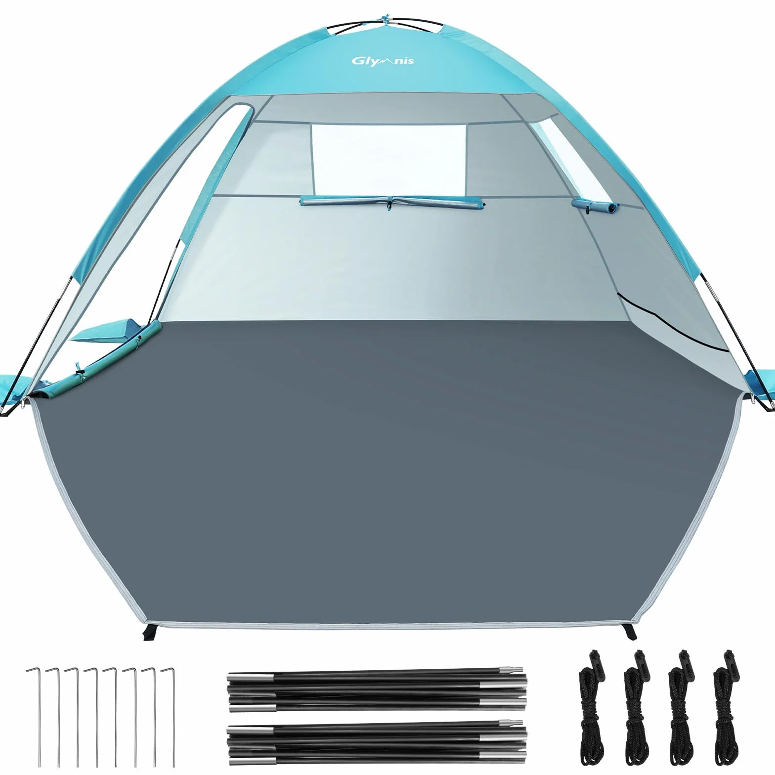 Tenda da Spiaggia Portatile UPF 50+ per 2-4 Persone con Cerniera