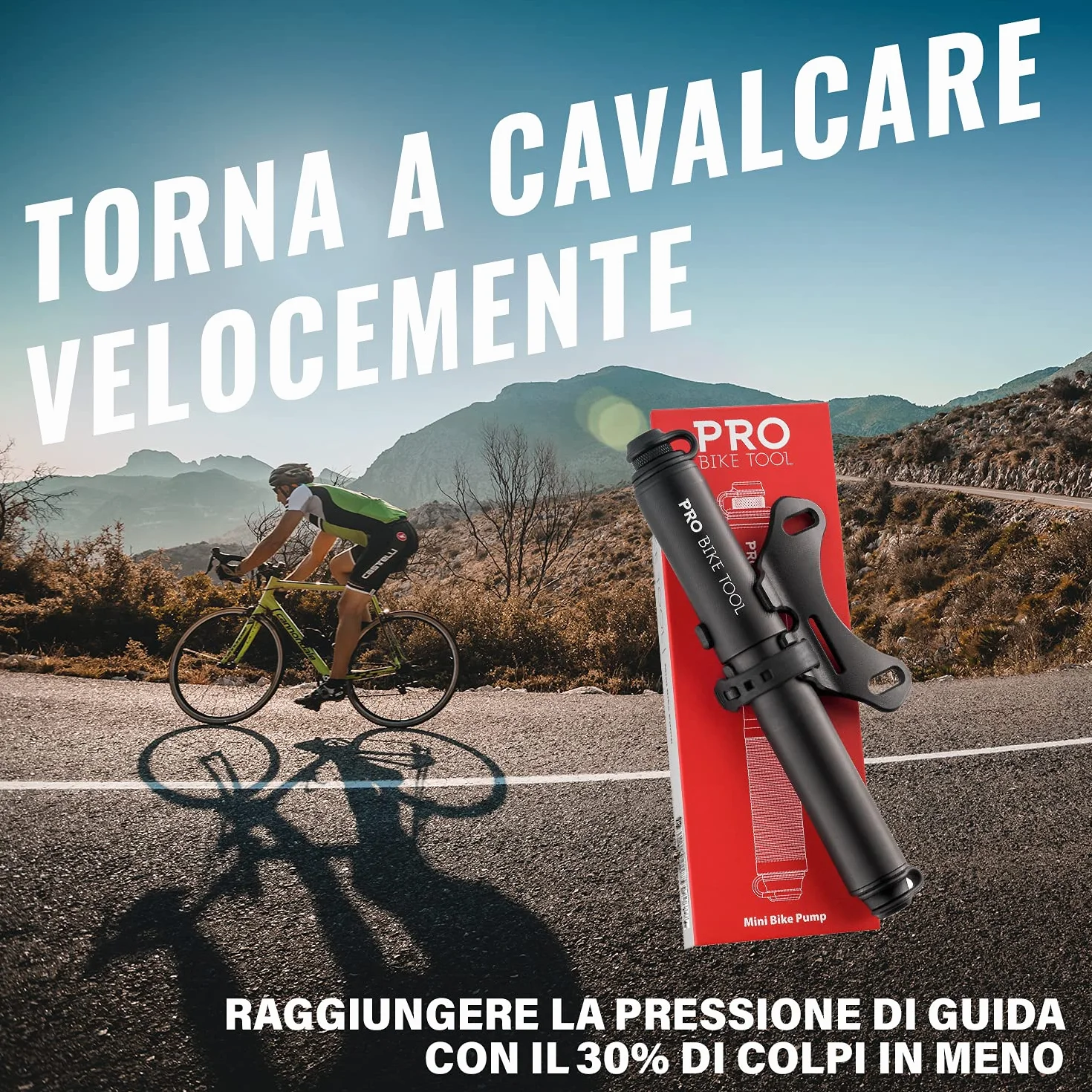 Pro Bike Tool Mini pompa per bicicletta 20 bar Compatibile Presta Schrader