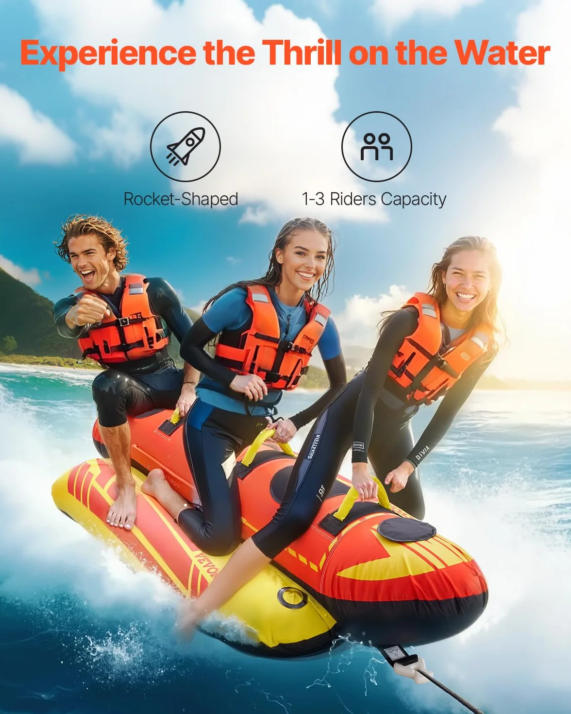 VEVOR Tubo Trainabile per Barche Capienza 1-3 Persone Carico Max 231 kg Gonfiabile Sport Acquatici