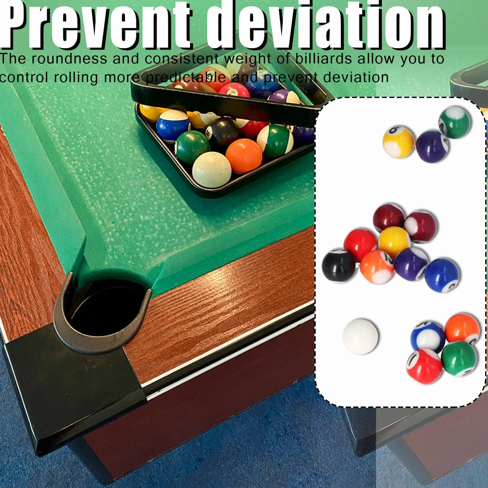 Set Mini Biliardo Americano con 16 Palline da 25mm in Resina per Tavolo da Gioco
