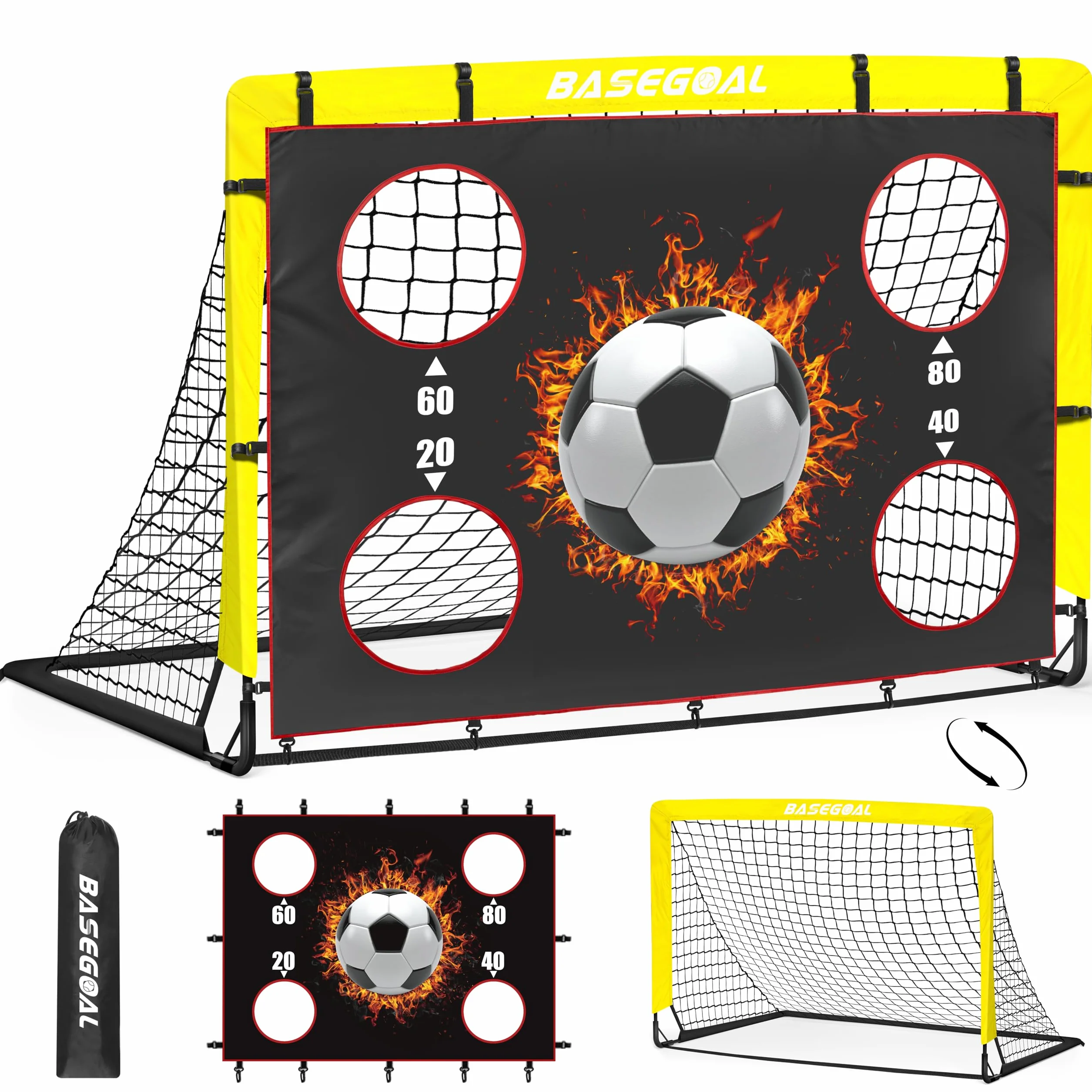 Porta da Calcio per Giardino 150x120cm con Aste in Fibra di Vetro e Reti di Alta Qualità