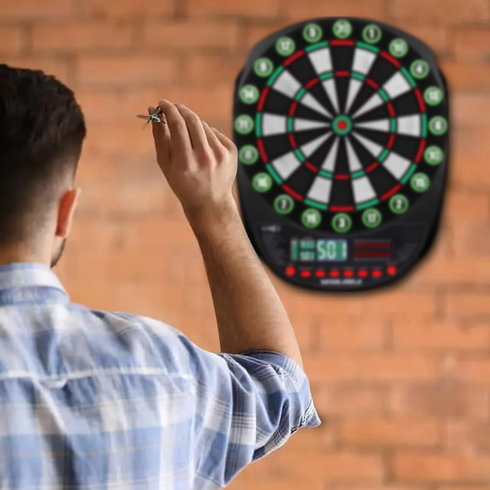 Bersaglio elettronico professionale 34 giochi 354 varianti 3 lingue tedesco inglese francese 1-8 giocatori 12 freccette