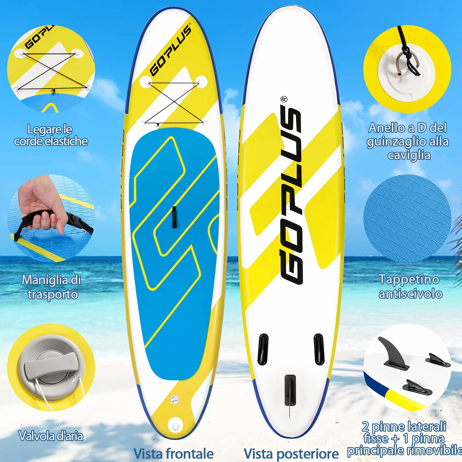 COSTWAY SUP Gonfiabile Adulti 305/335 cm, Stand Up Paddle Gonfiabile con Pinne, Leash, Pagaia, Pompa, Kit di Riparazione e Borsa, Carico Massimo 110 kg