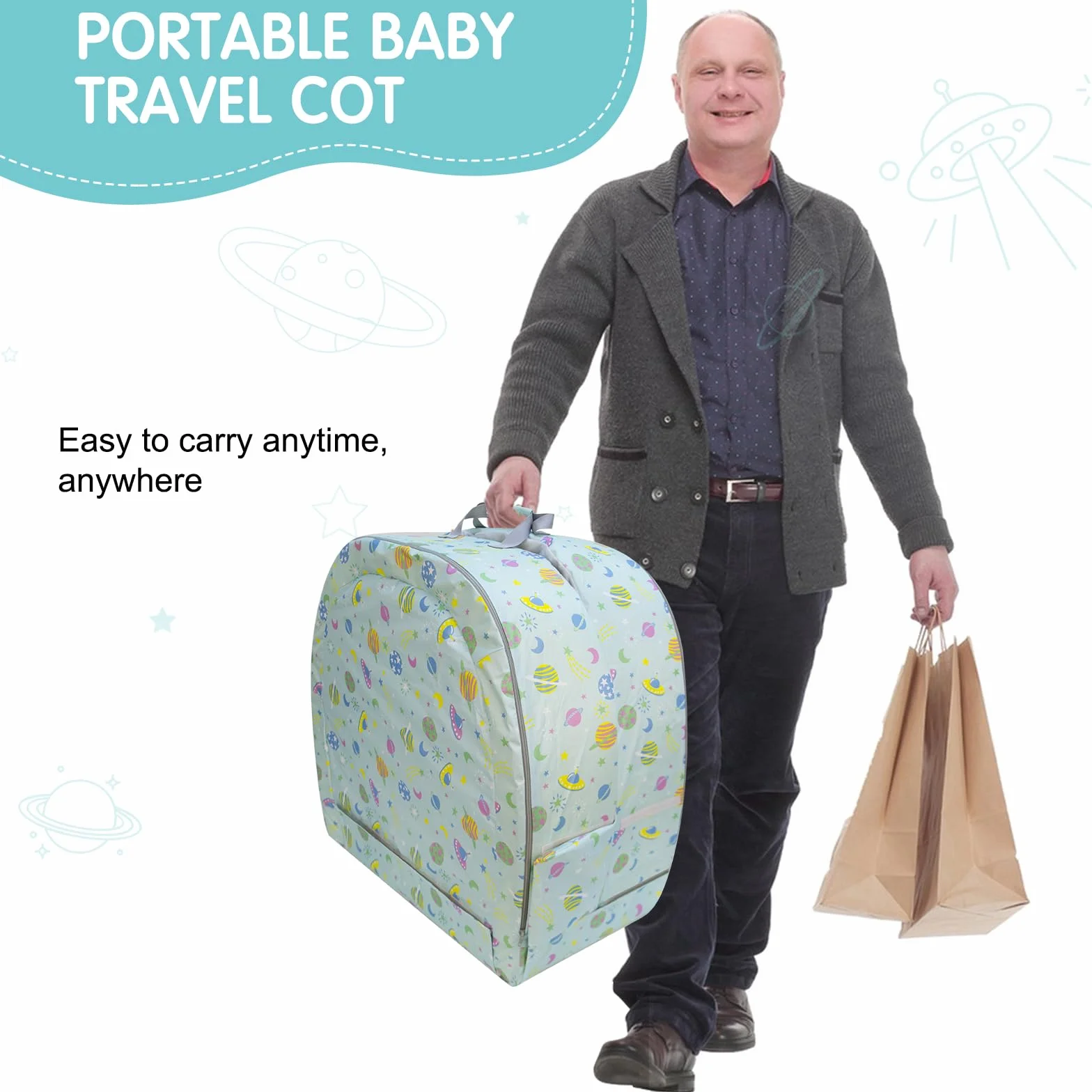 Letto da viaggio portatile e impermeabile per neonati bambini con materasso e lenzuolo lavabile