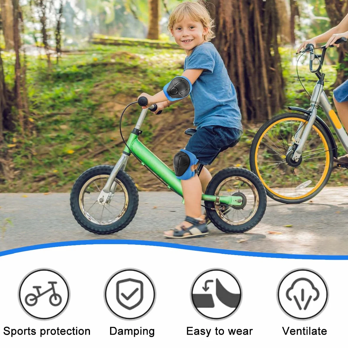 Protezioni Skateboard Bambini Ginocchiere Set 6-in-1 per Skateboarding Pattinaggio Biciclette Ciclismo Blu
