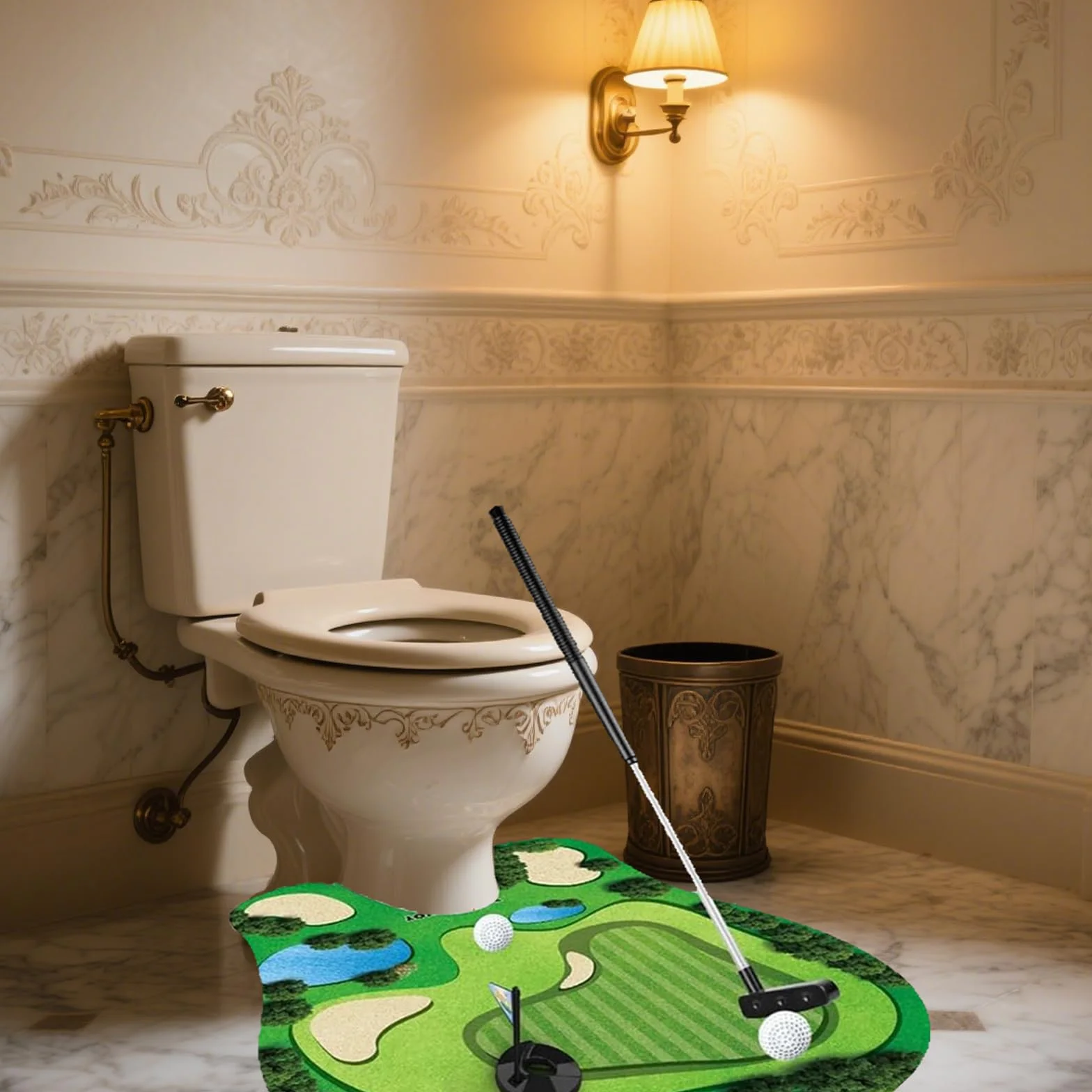 Bathroom Mini Golfing Practice Golf Toilet Game Set Regali Divertenti per Giocatori di Golf