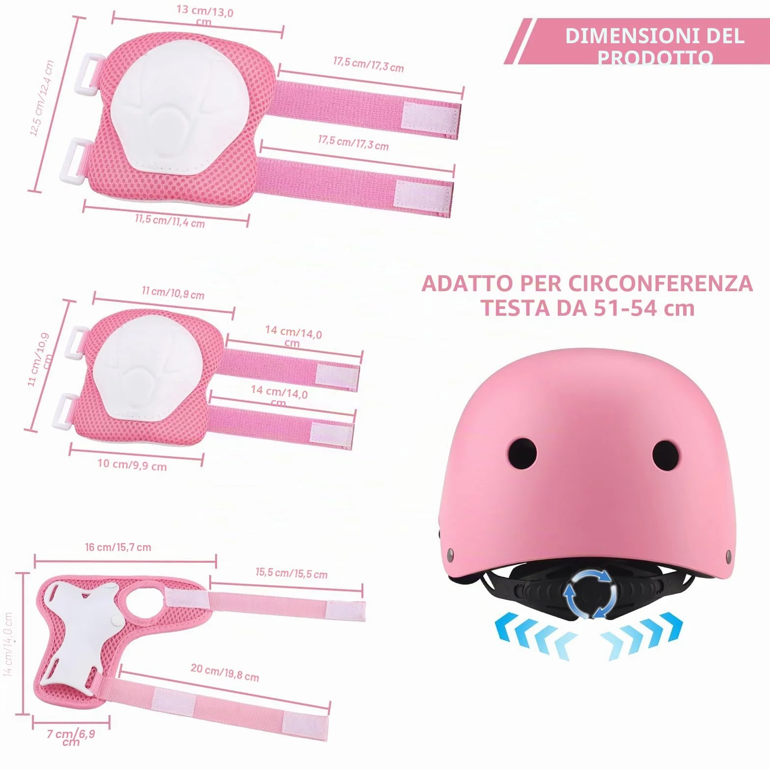 ZWOOS Ginocchiere per bambini con casco, set protezioni 3-10 anni