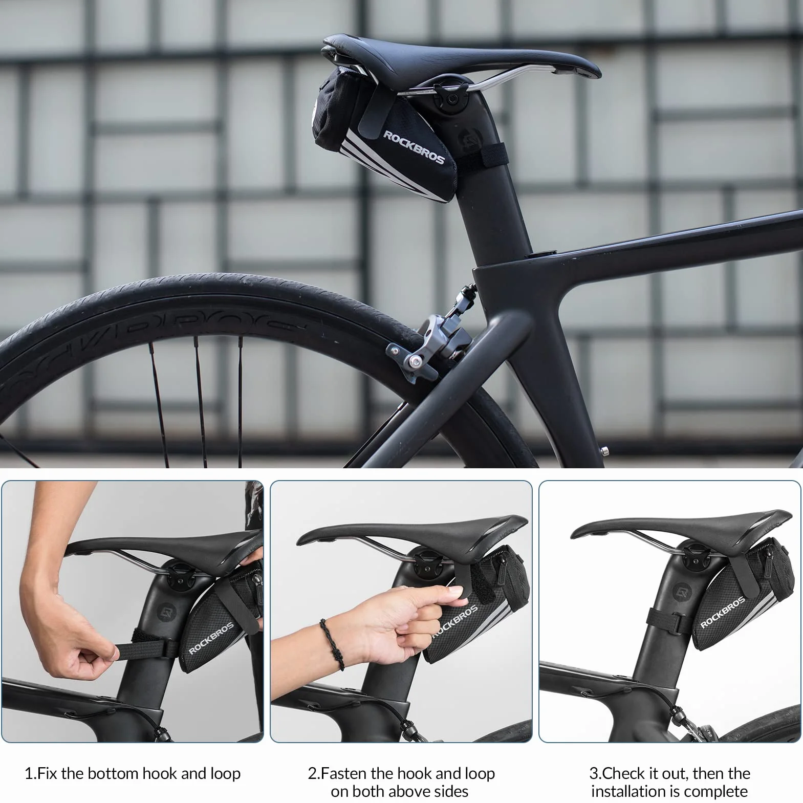 ROCKBROS Borsa da Sella Bicicletta Piccola con Striscie Riflettenti Ultra-Leggera