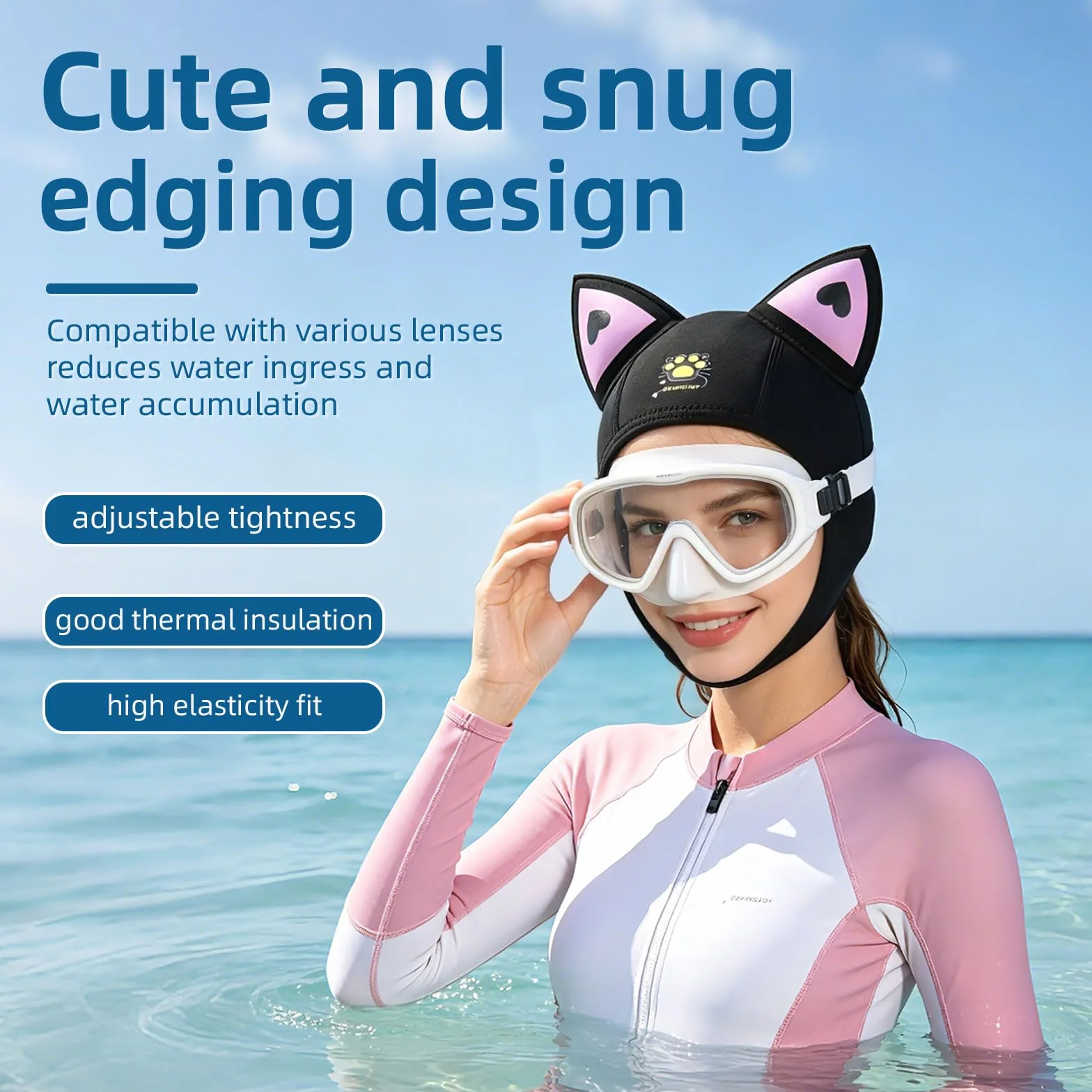Cappuccio per muta in neoprene da 3 mm per surf, snorkeling, kayak, vela