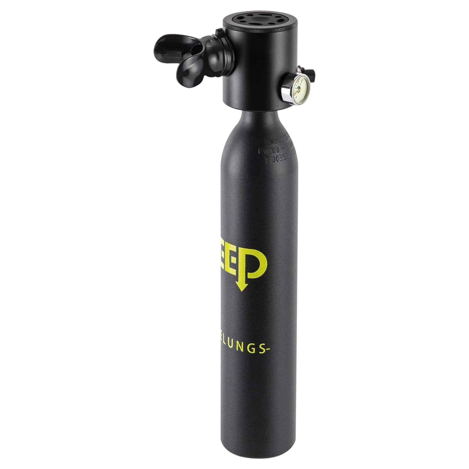 Mini Bombola di Ossigeno 0,5L Portatile per Immersioni con Misuratore di Pressione Impermeabile Illuminato 15-20 Minuti