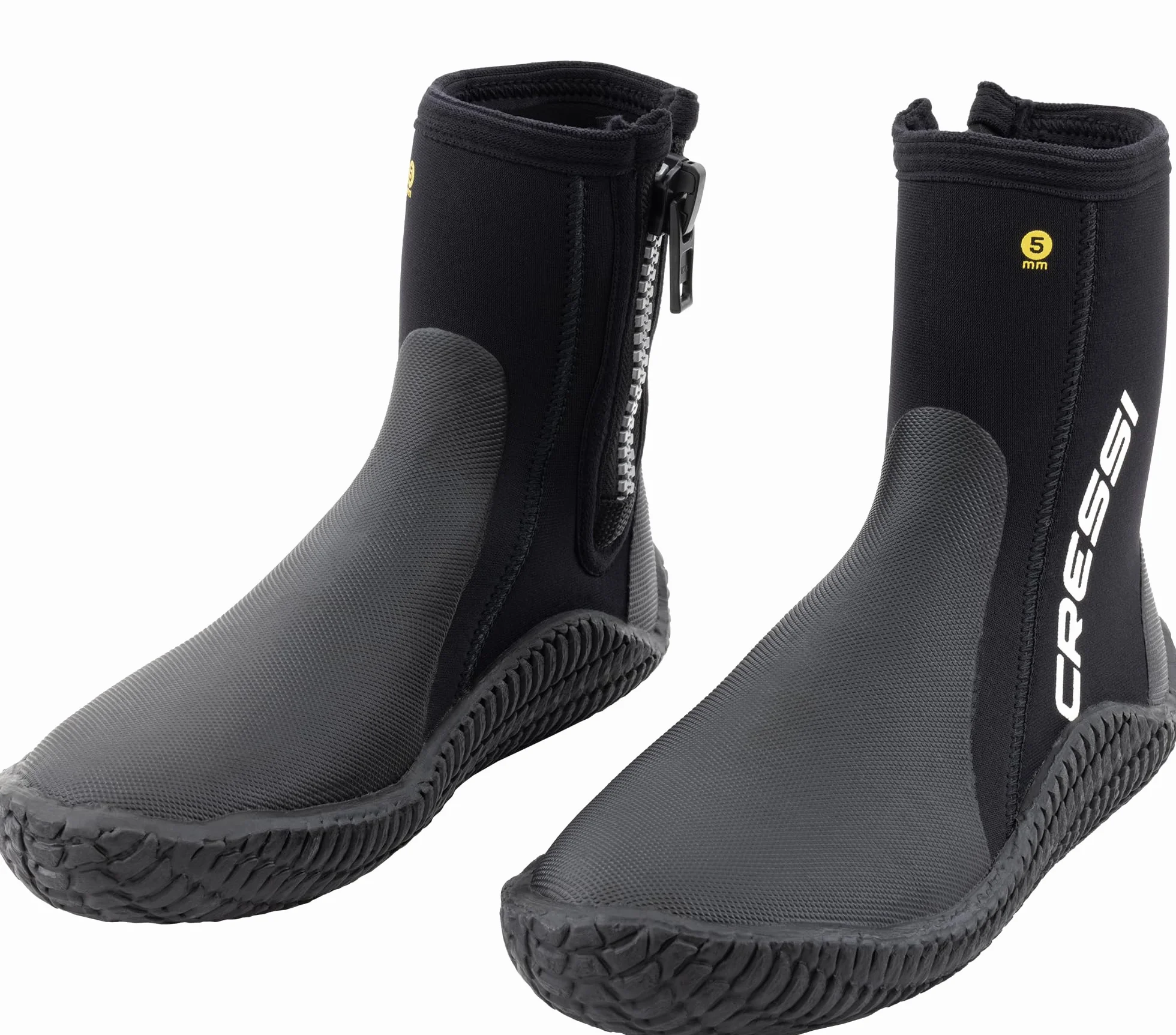 CRESSI ReefTech/RS Boots 5mm - Calzari Unisex in Neoprene Bifoderato Nero 5mm per l’Uso in Acque Fredde e Immersioni con Pinne a Scarpetta Aperta, Progettati per Proteggere i Piedi dal Freddo